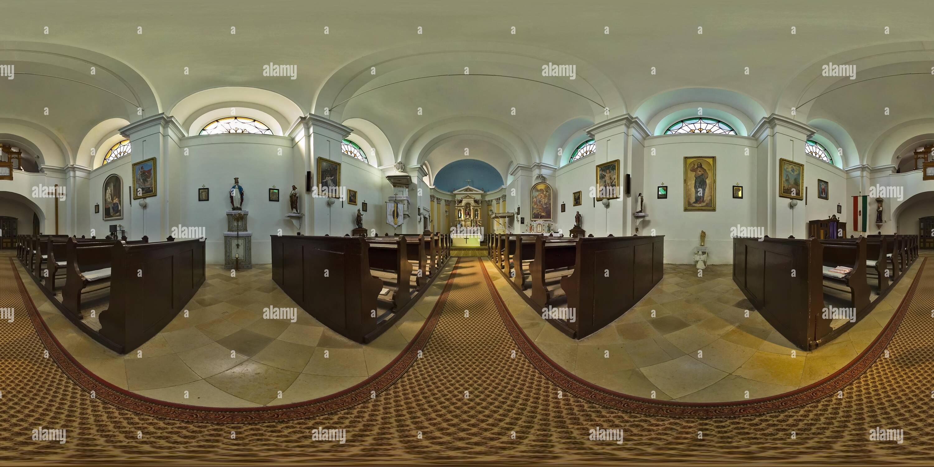 360 degree panoramic view of Dunakomlod (Paks) Catholic church
