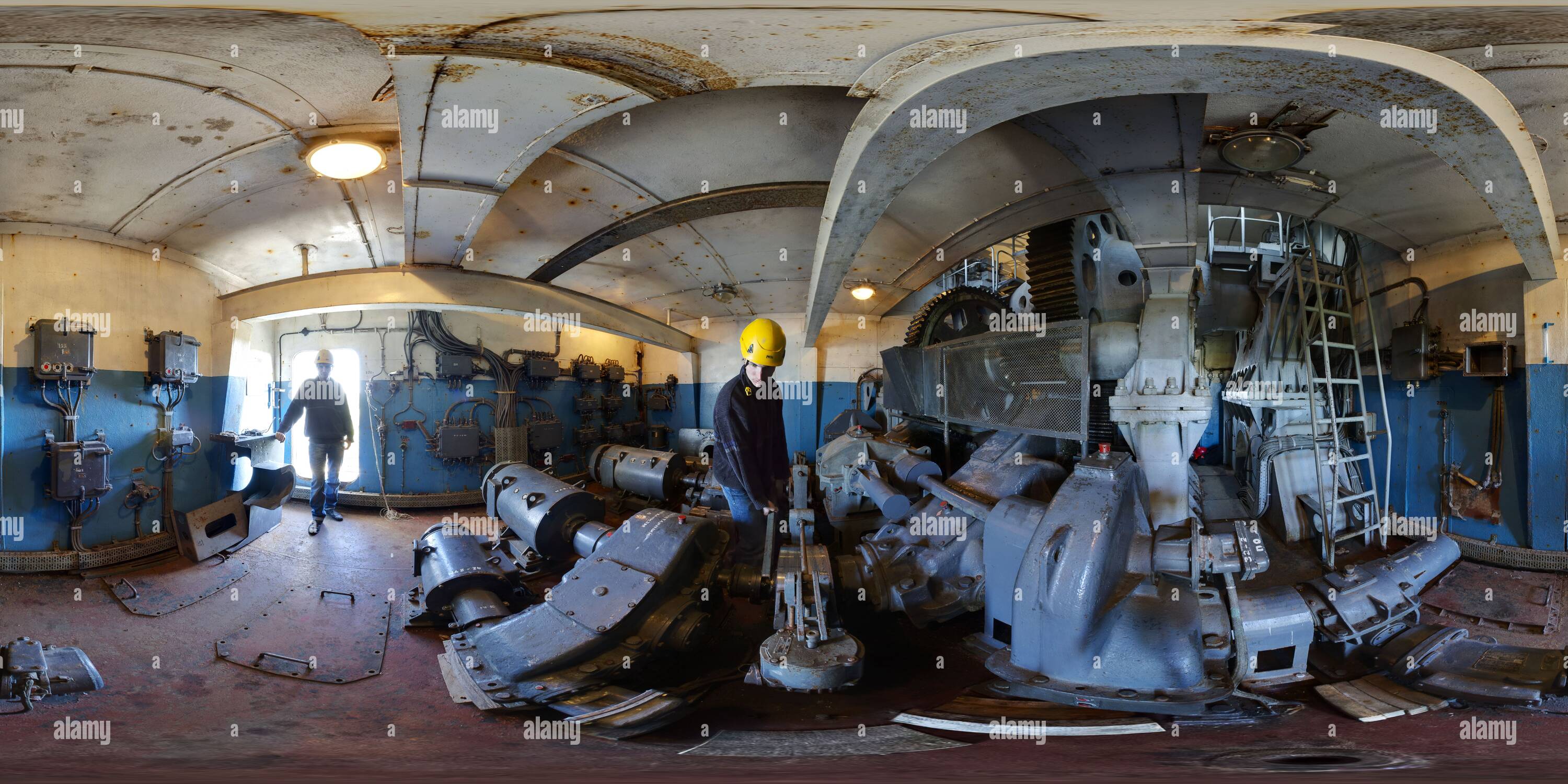 360 degree panoramic view of Engine room of the Soviet time radio telescope in Irbene, Latvia