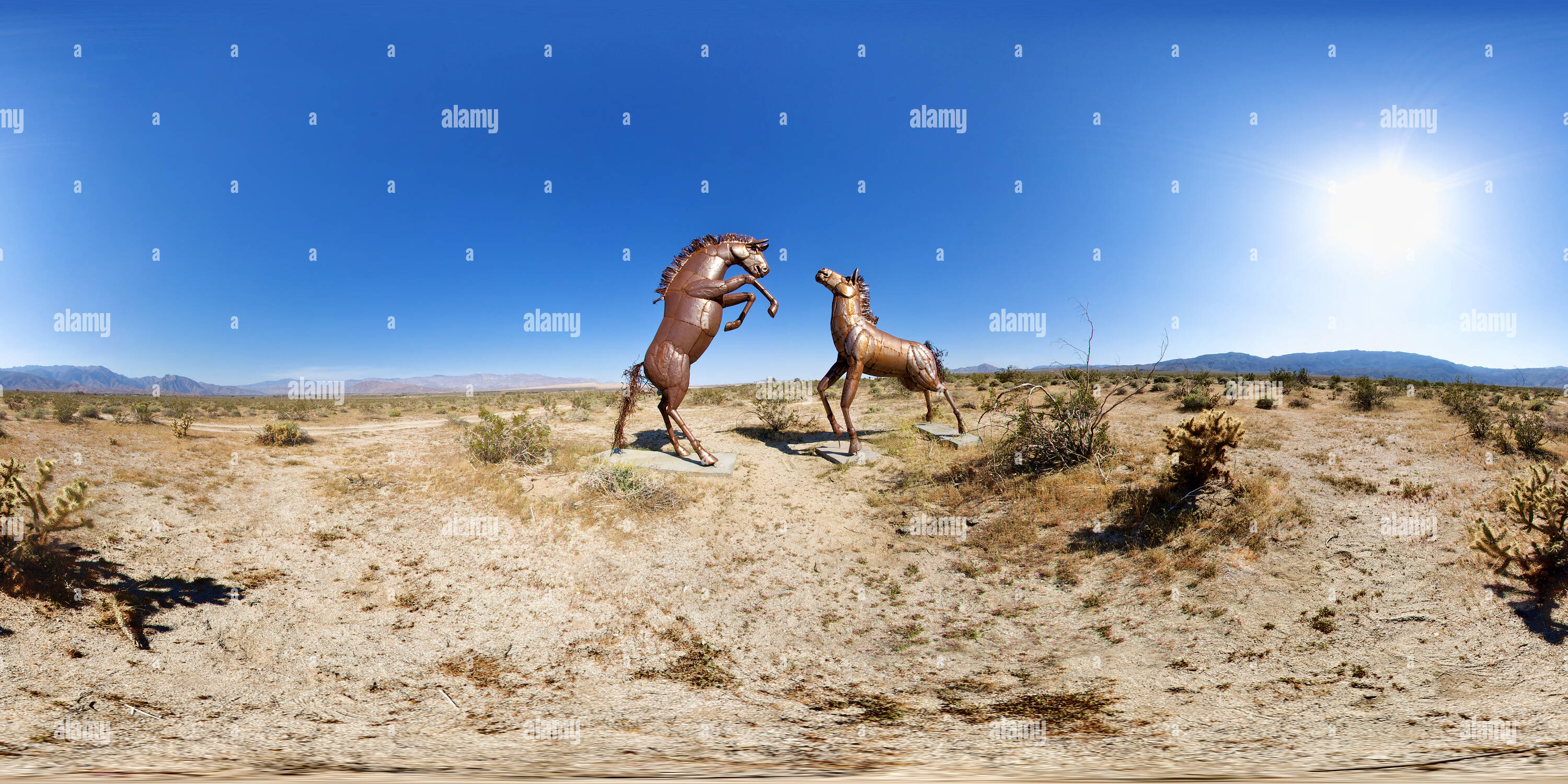 360° view of Anza Borrego Desert, Metal Horse Sculptures 2 Alamy