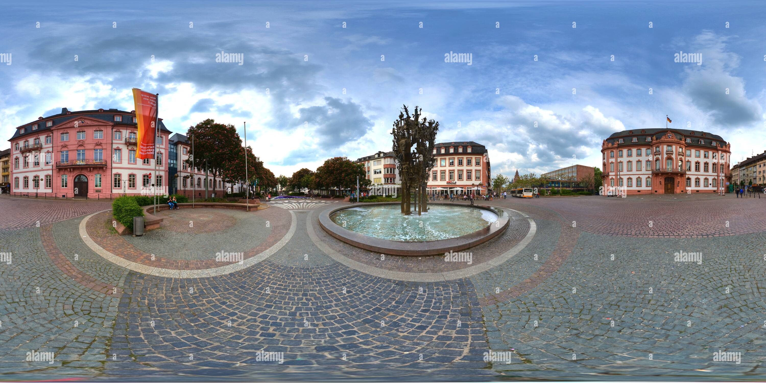 360 degree panoramic view of Fastnachtsbrunnen, Mainz
