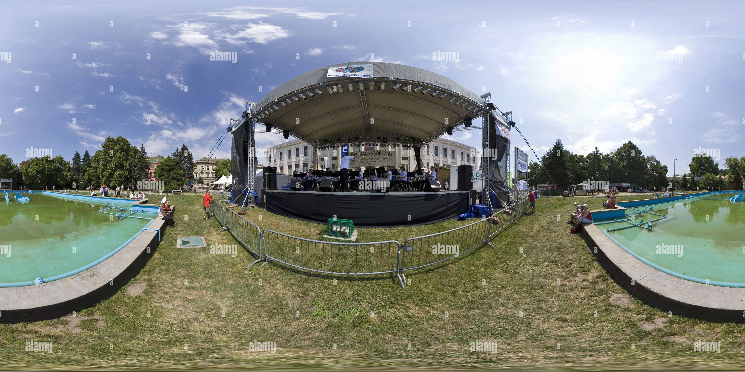 360 degree panoramic view of The day of Szeged  - Bridge fair - Makó brass band concert