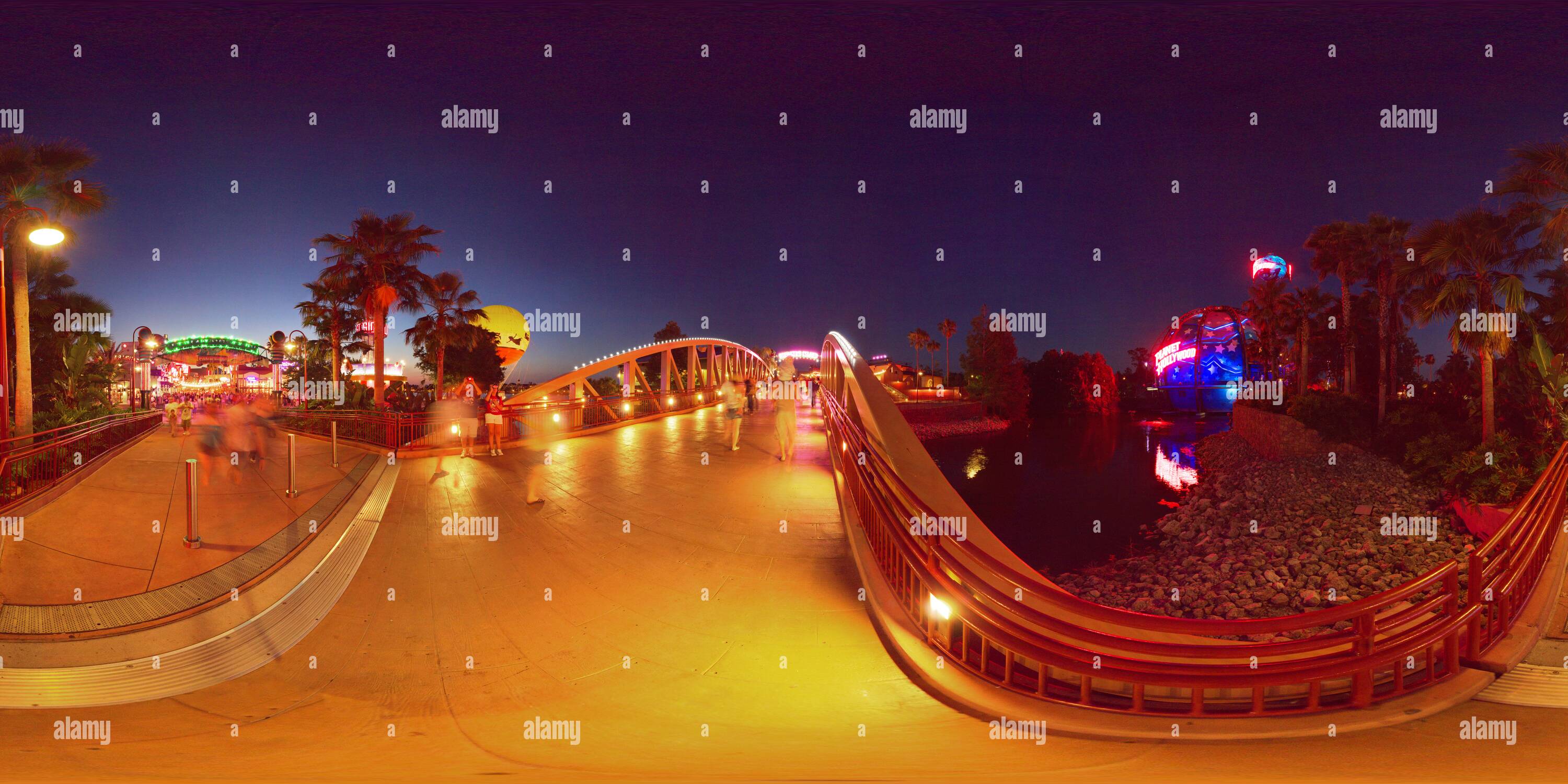 360° view of Hollywood at night Alamy