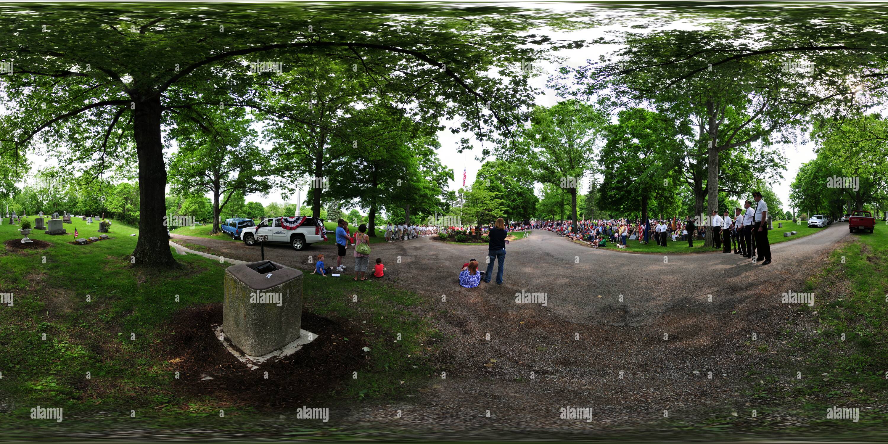 360 degree panoramic view of 141th Annual Memorial Day Observance, Maple Grove Cemetery Granville, Ohio