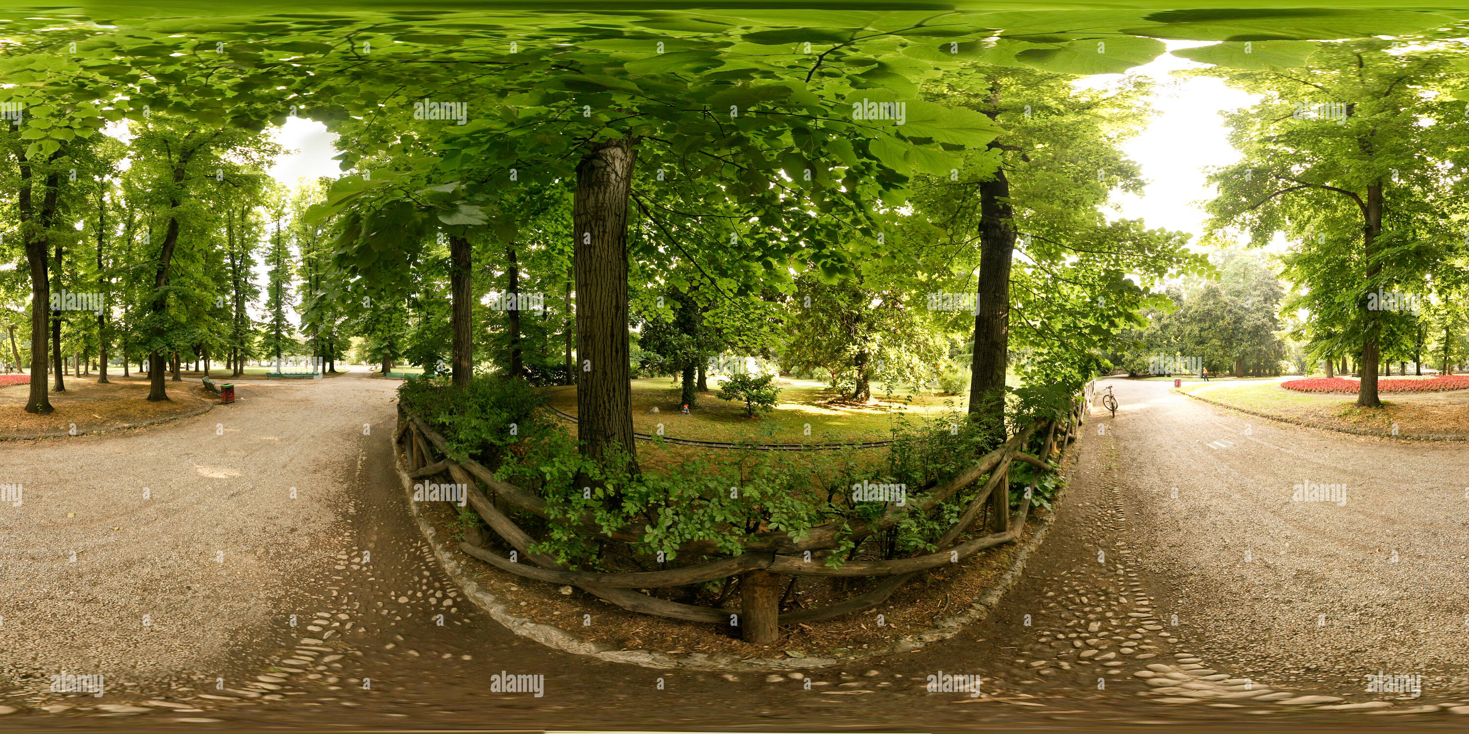 360 degree panoramic view of Giardini Pubblici Indro Montanelli a Milano - Italy