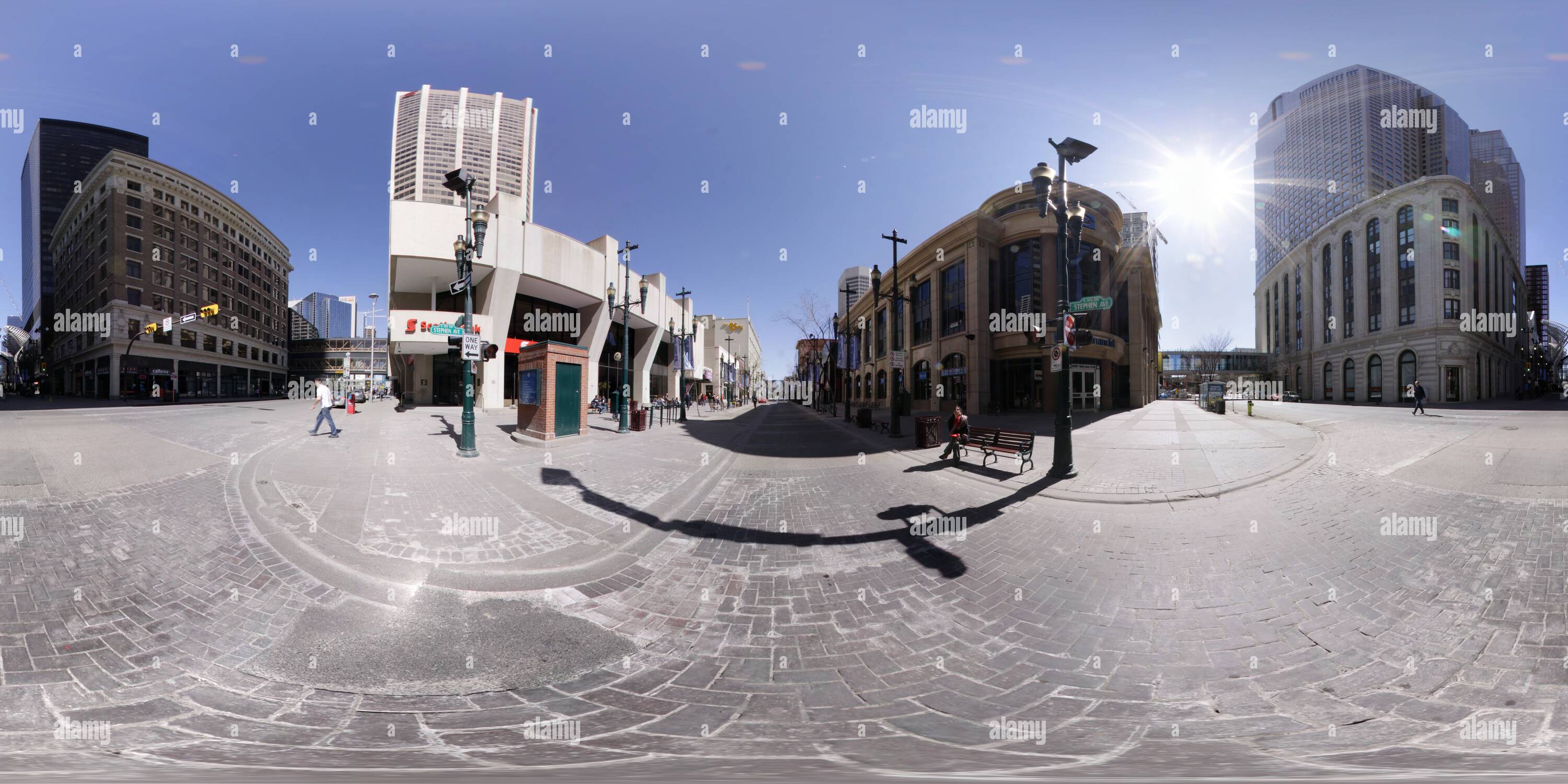 360° view of Calgary Down Town, Stephen Ave Alamy