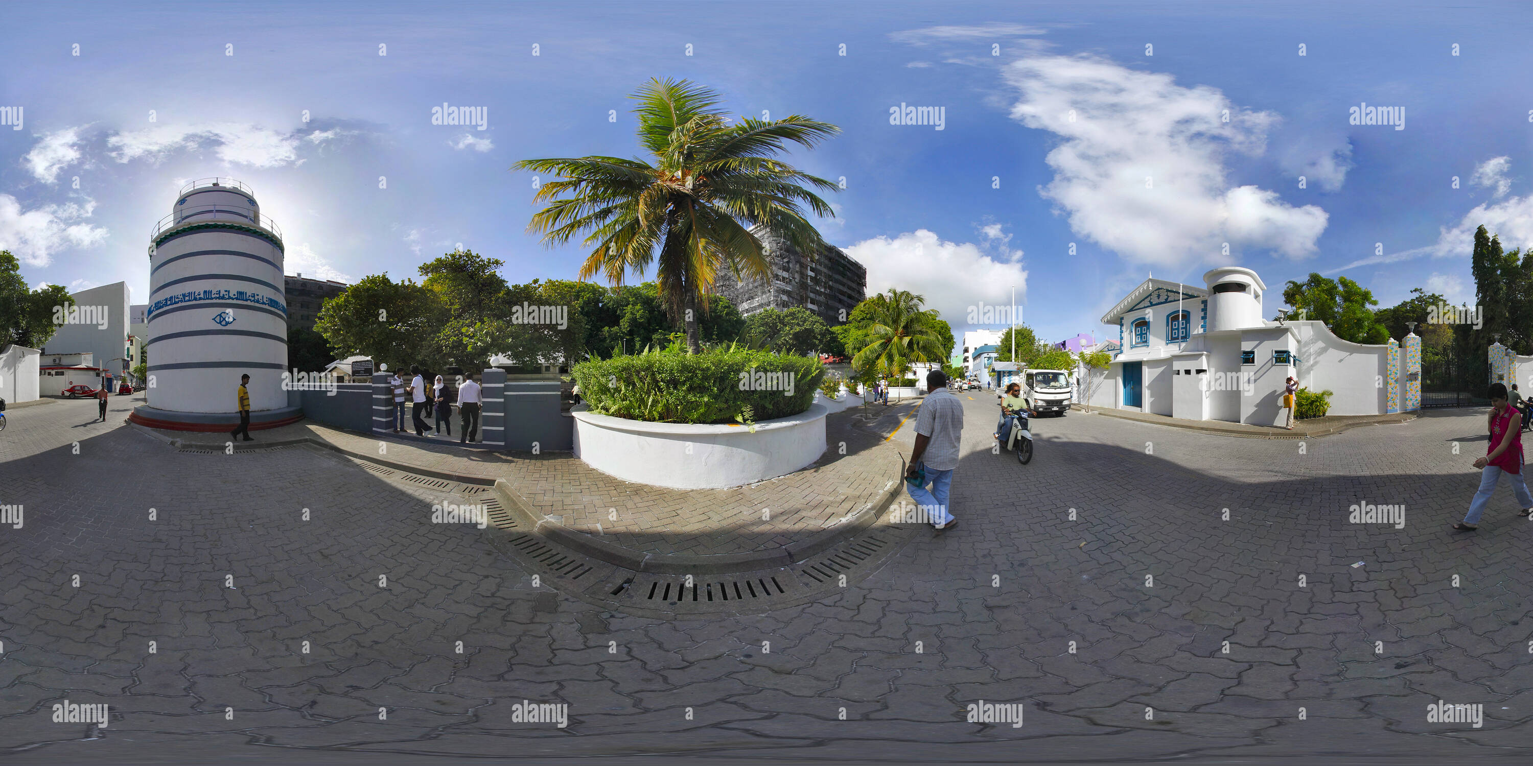 360 degree panoramic view of Munaaru, Hukuru Miskiy, Mulee Aage, Medhu Ziyaarai, Maldives