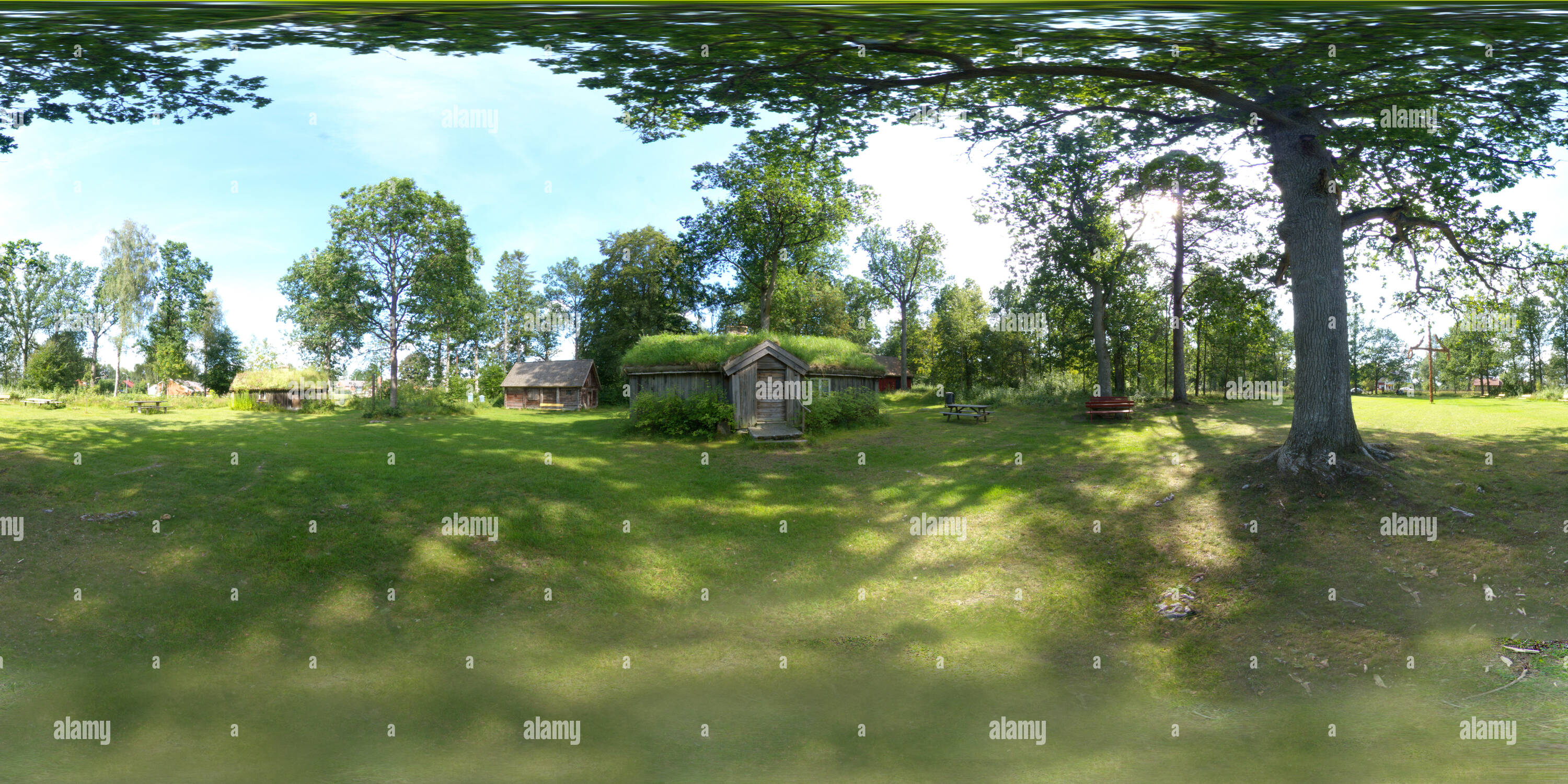 360 degree panoramic view of Hembygdsparken Virestad Sweden