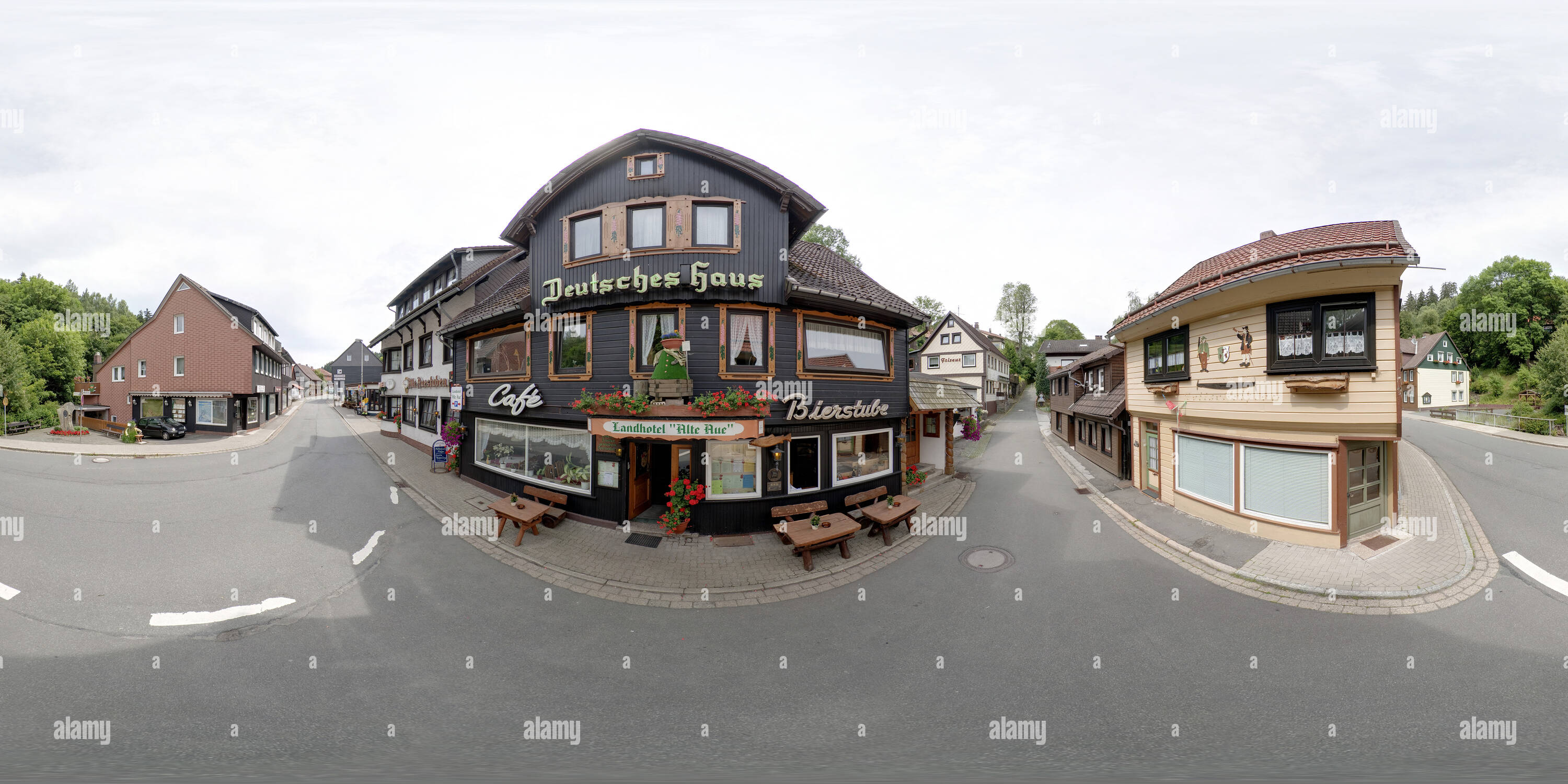 360 degree panoramic view of Altenau. Hotel Alte Aue.