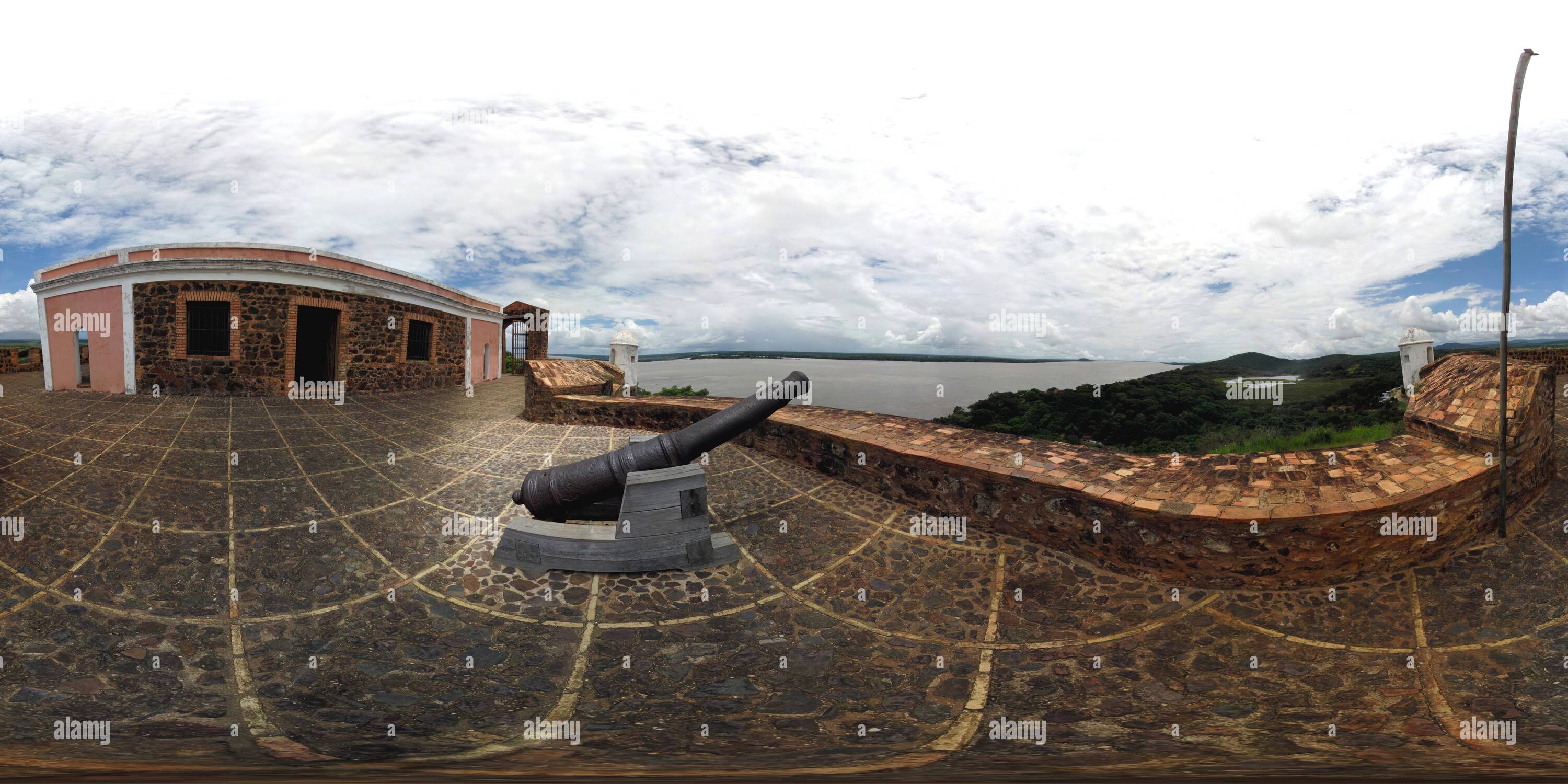 360 degree panoramic view of Castillo de San Diego de Alcalá, Castillos de Guayana, Delta Amacuro (Venezuela)