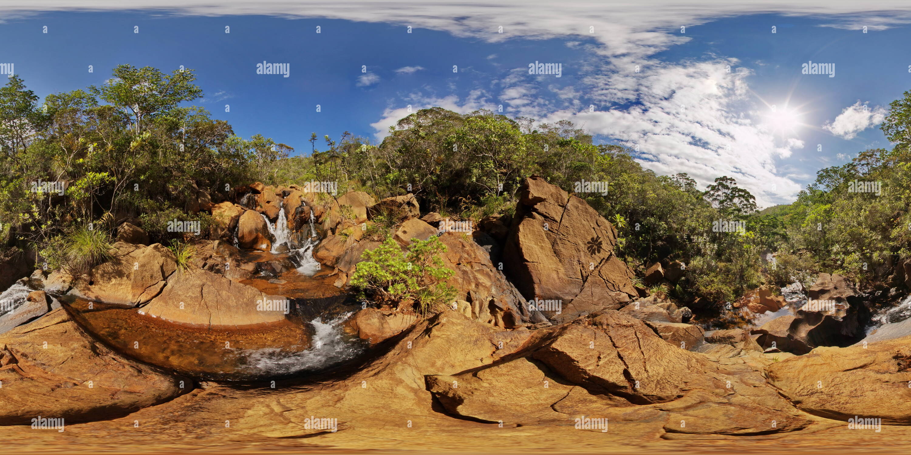 360 degree panoramic view of Waterfall New Caledonia Pepite Rivier Prony