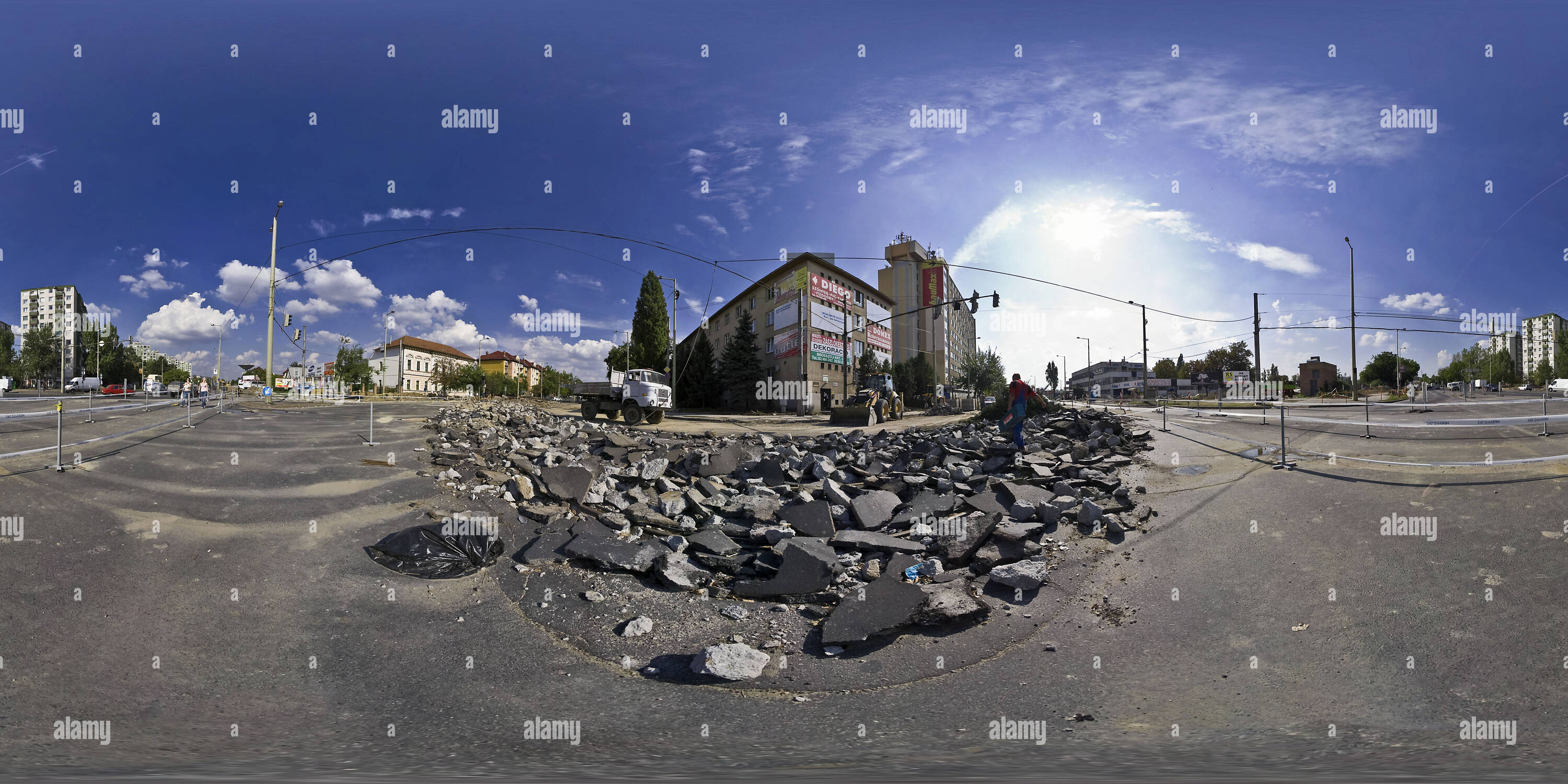 360 degree panoramic view of Tram traffic project building operations - Rokus Traffic circle