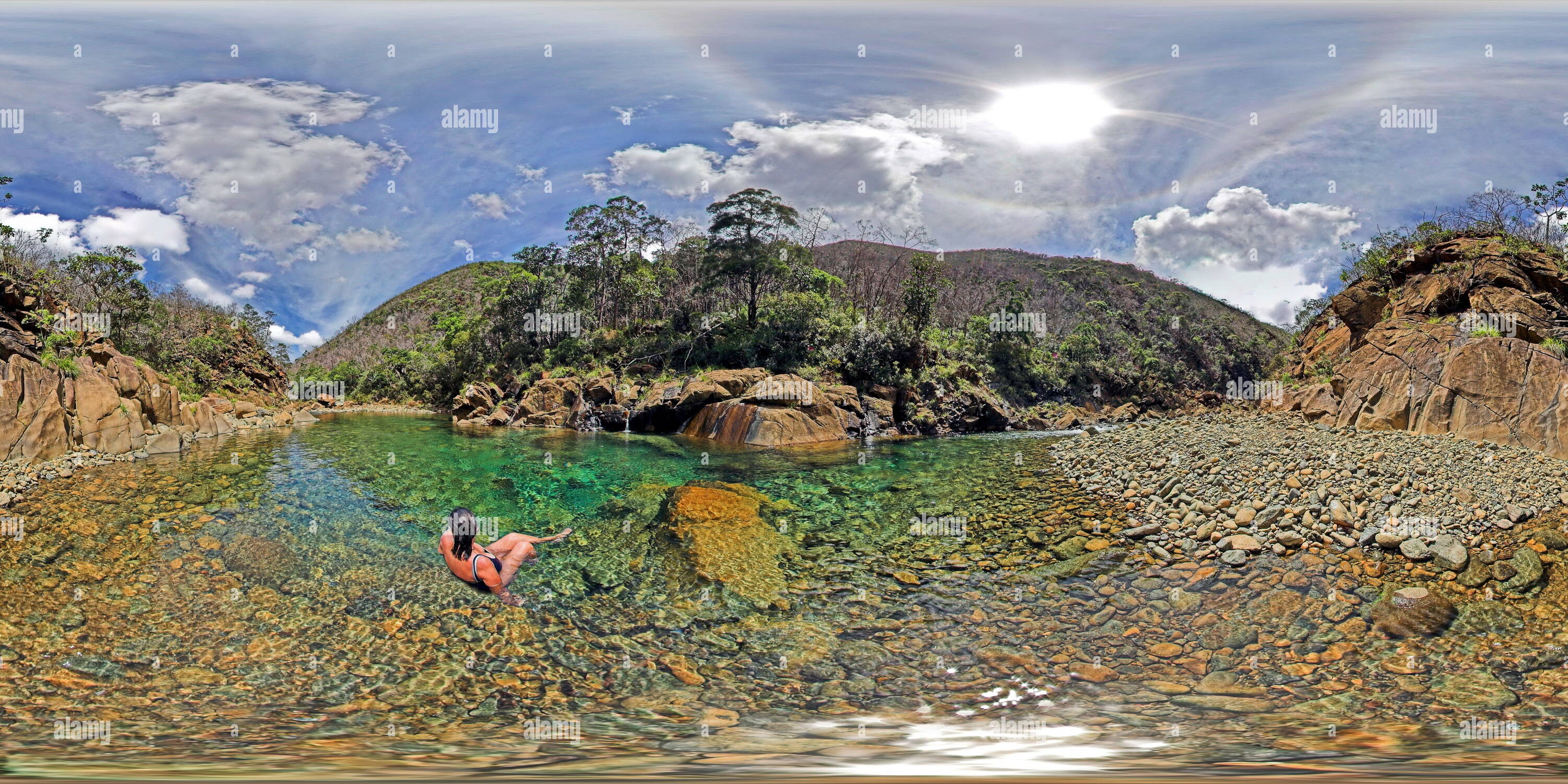 360 degree panoramic view of Trekking New Caledonia Dumbea River Pool