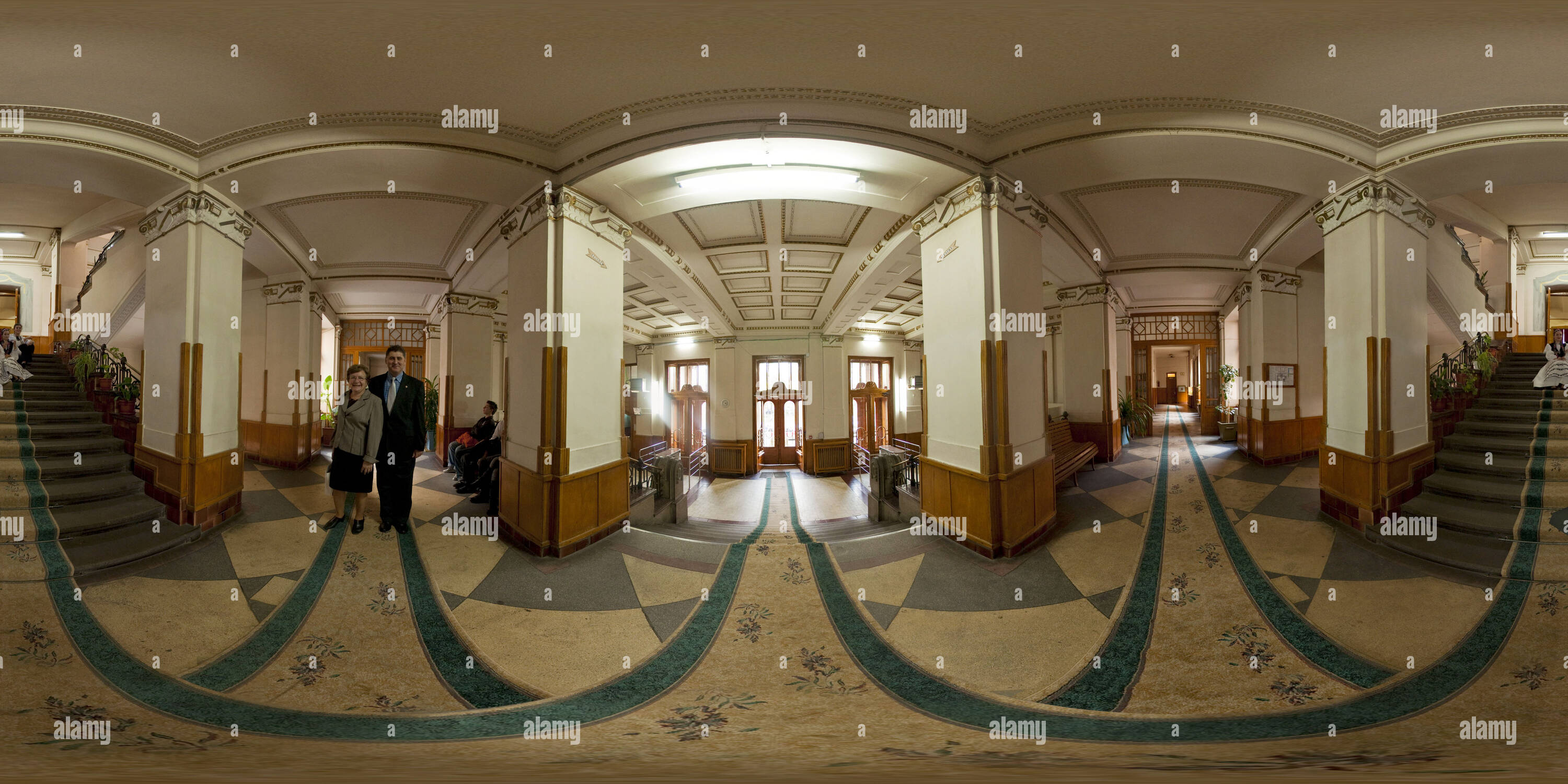 360° view of Main entrance to the Papiu College in Targu Mures Alamy