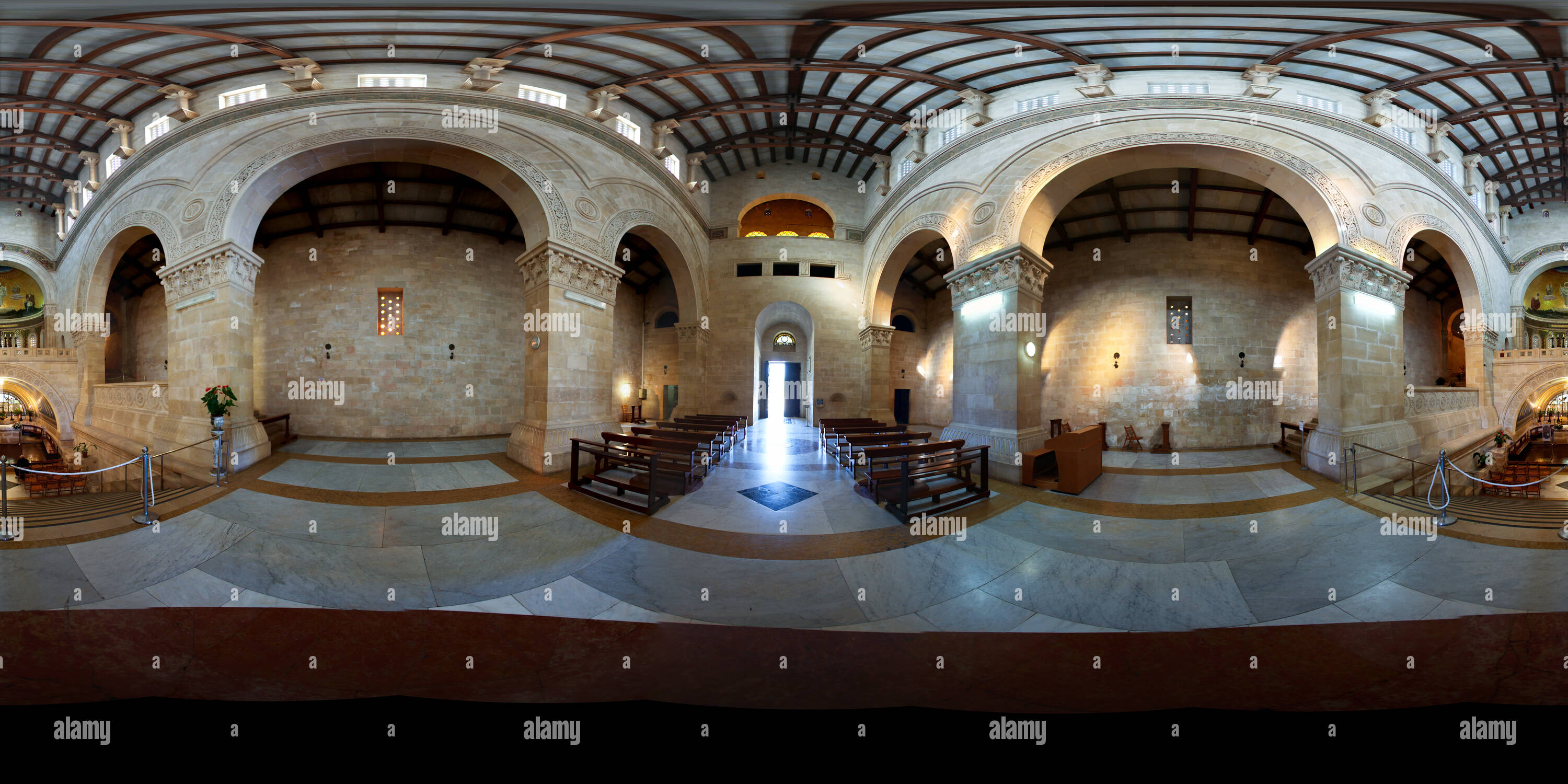 360 degree panoramic view of Basilica of the Transfiguration, Tabor, Israel