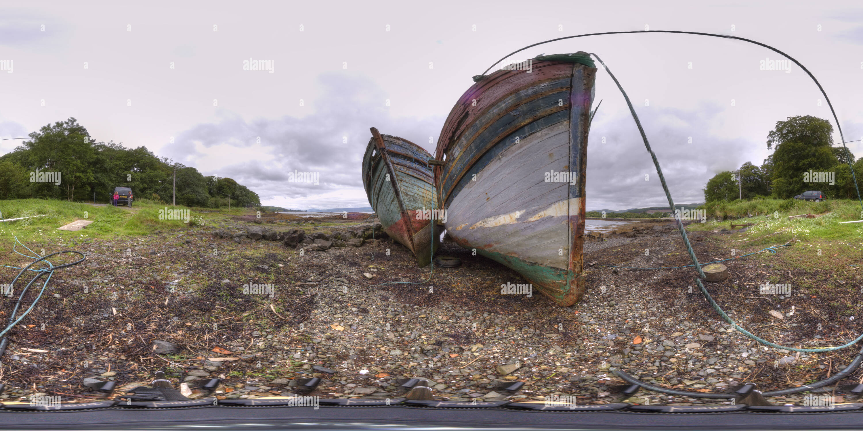 360 degree panoramic view of Ship Wrecks at Salen Beach, Ilse of Mull