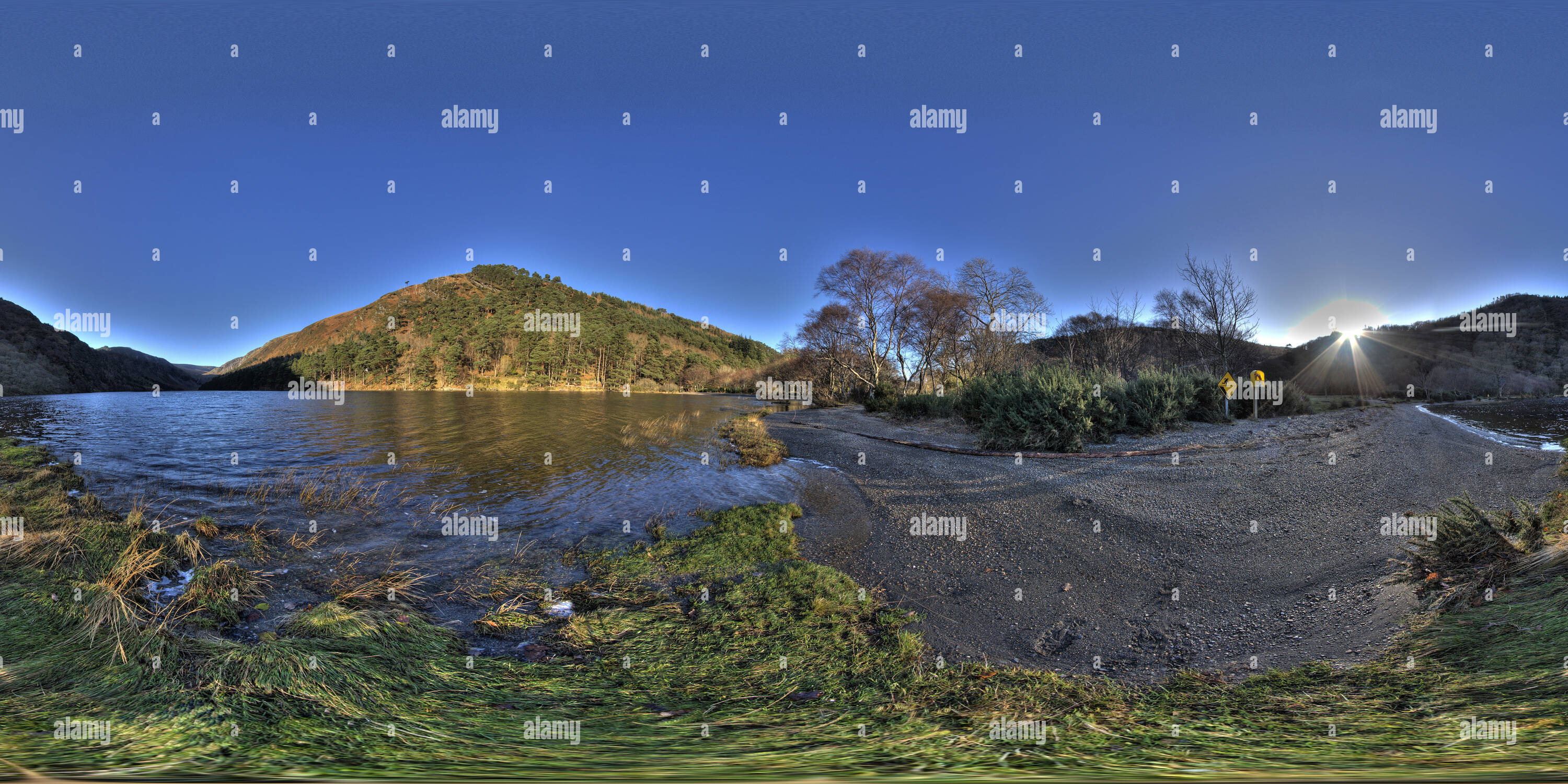 360° view of Upper Lake Glendalough Alamy