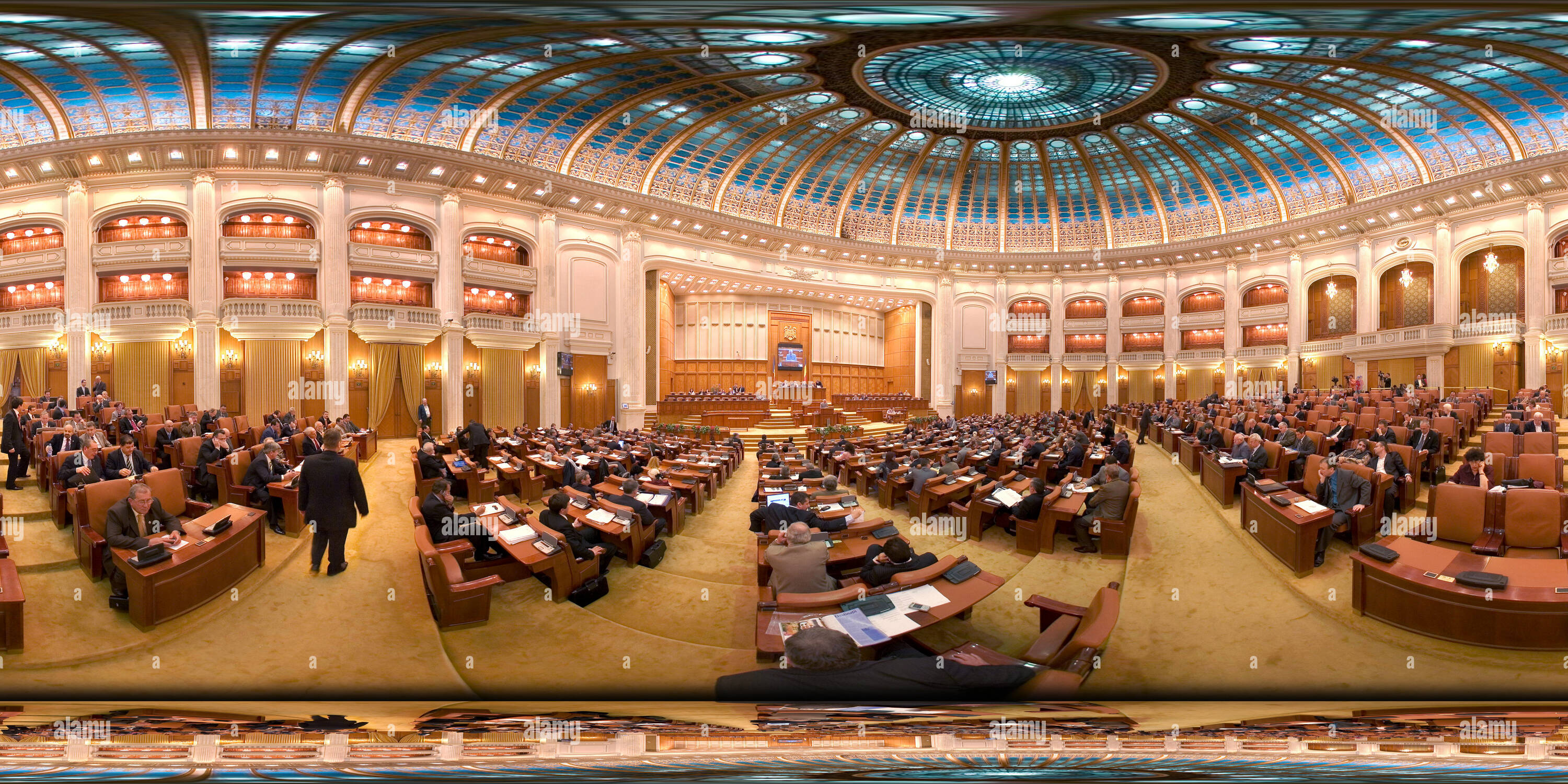 360 degree panoramic view of Meeting of the Romanian Parliament