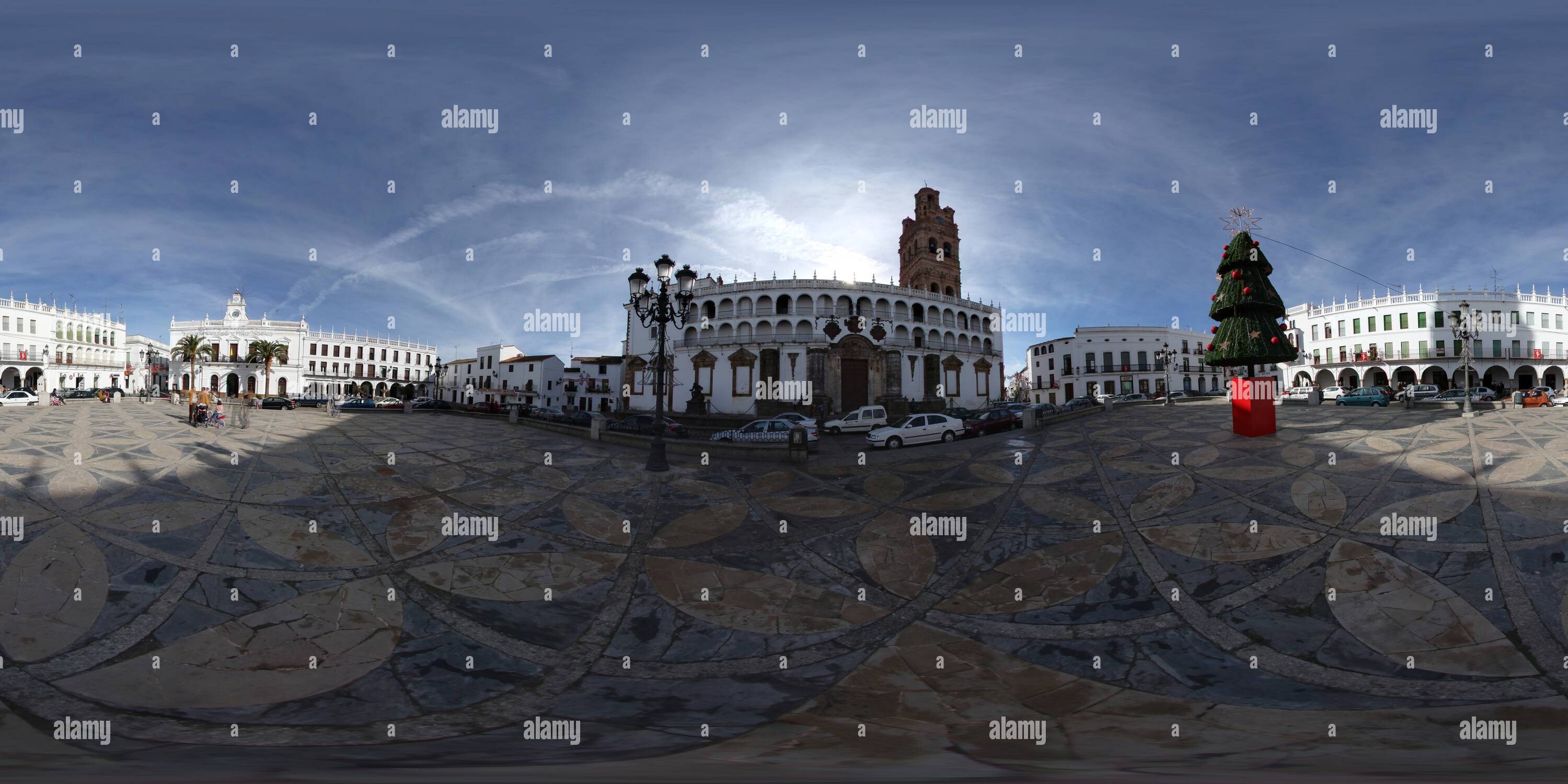 360 degree panoramic view of Plaza de LLerena, Iglesia de la Granada
