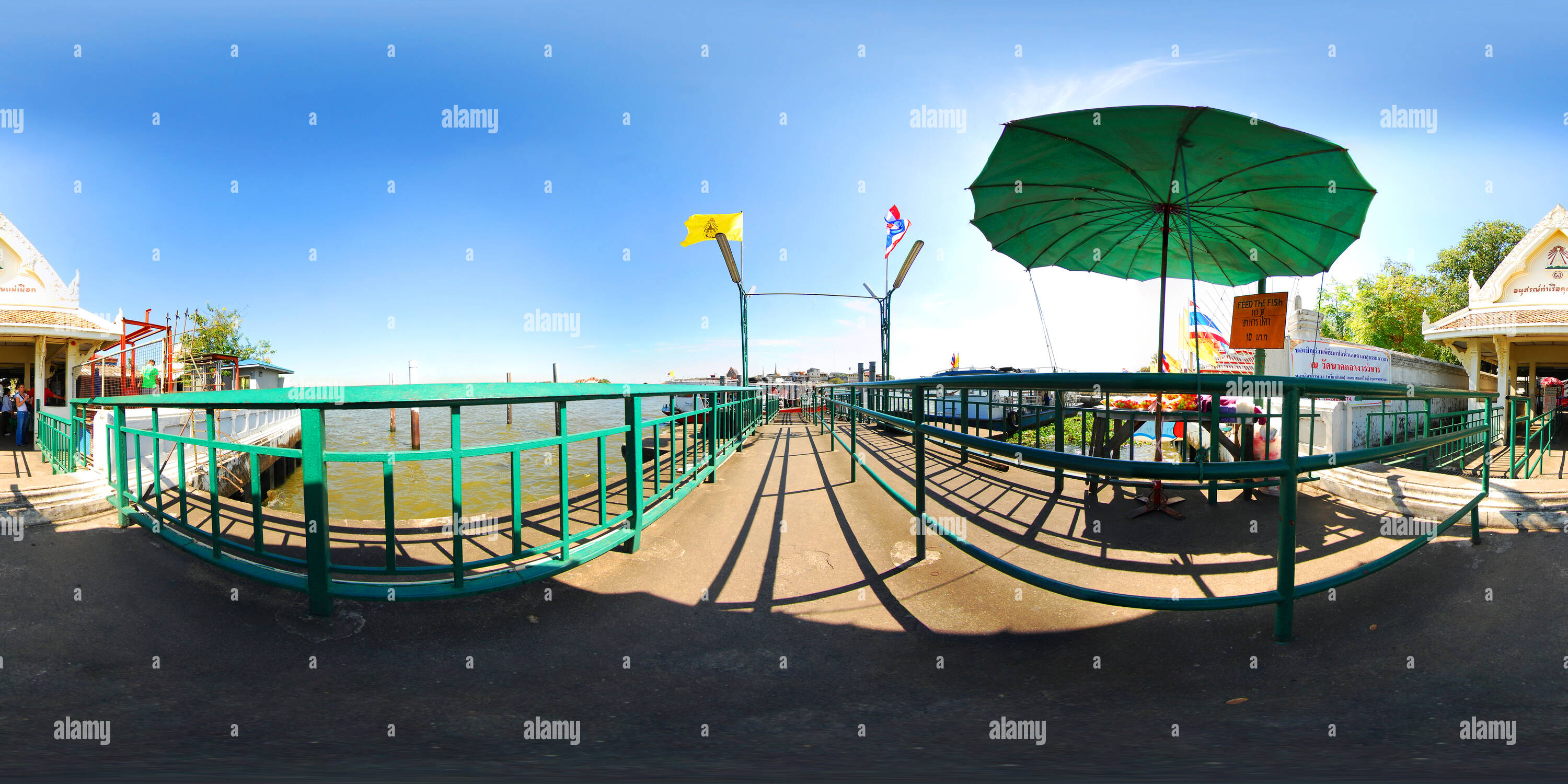 360 degree panoramic view of Wat Arun Cross River Ferry Pier, Bangkok