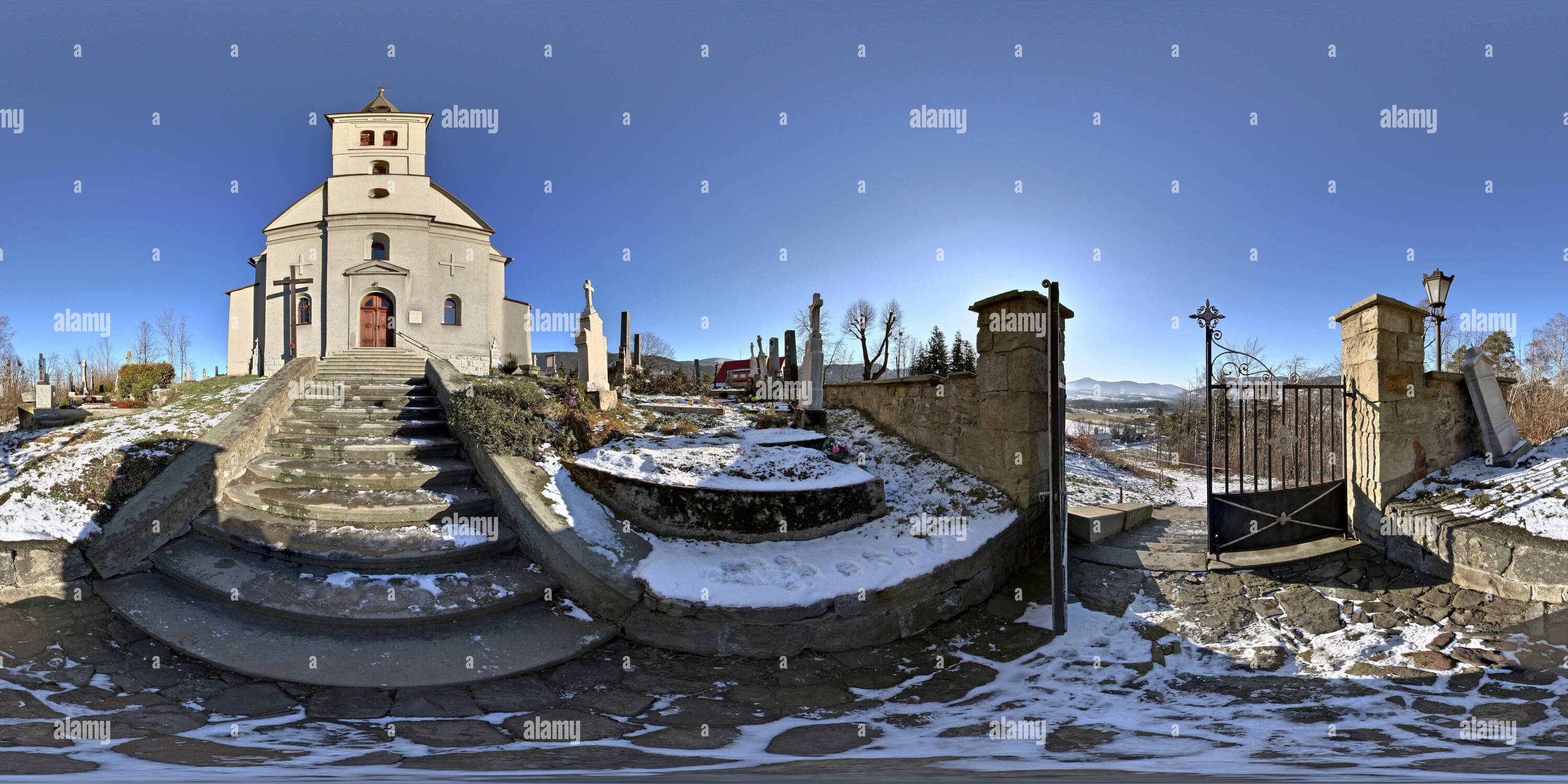 360 degree panoramic view of Kostel Na Borove