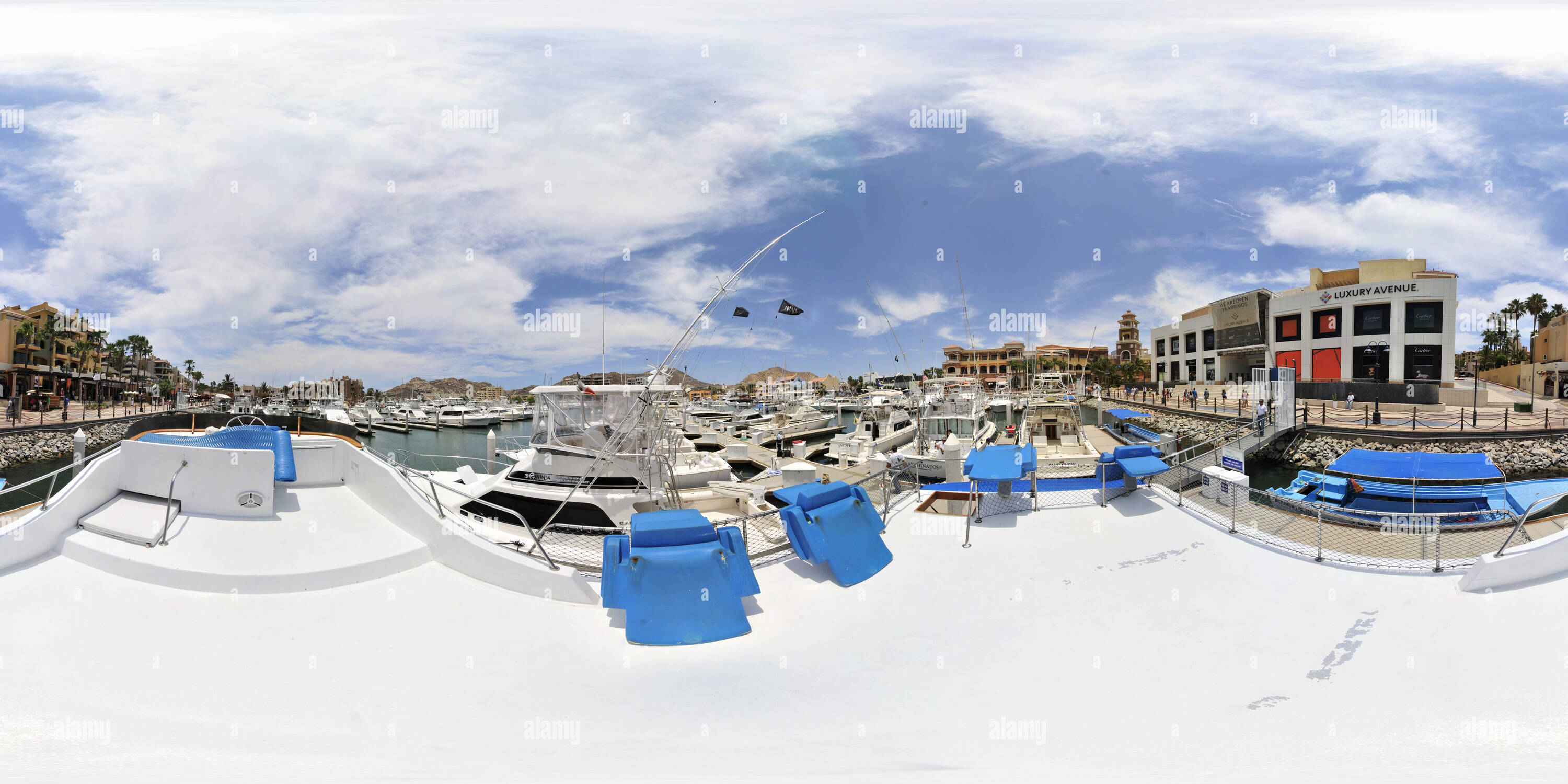 360 view of Aboard on Tlaloc Boat in Cabo San Lucas Marina Alamy