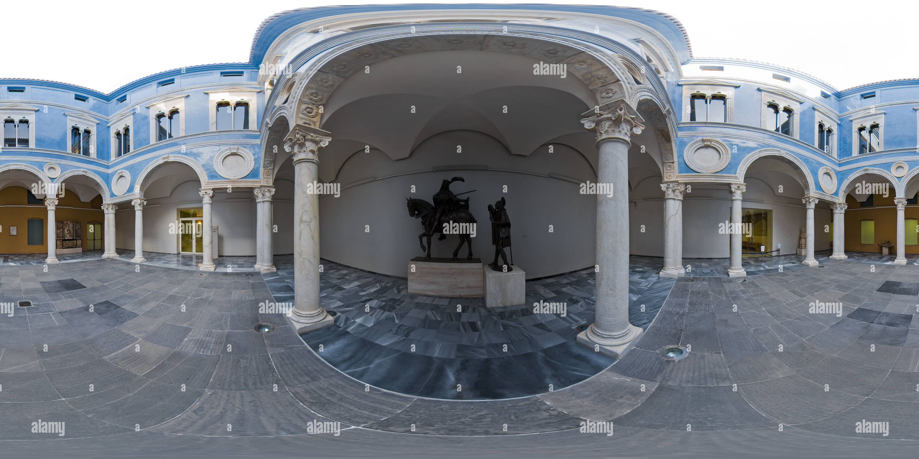 360 degree panoramic view of Renaissance courtyard from the Vich palace at the Pio V museum