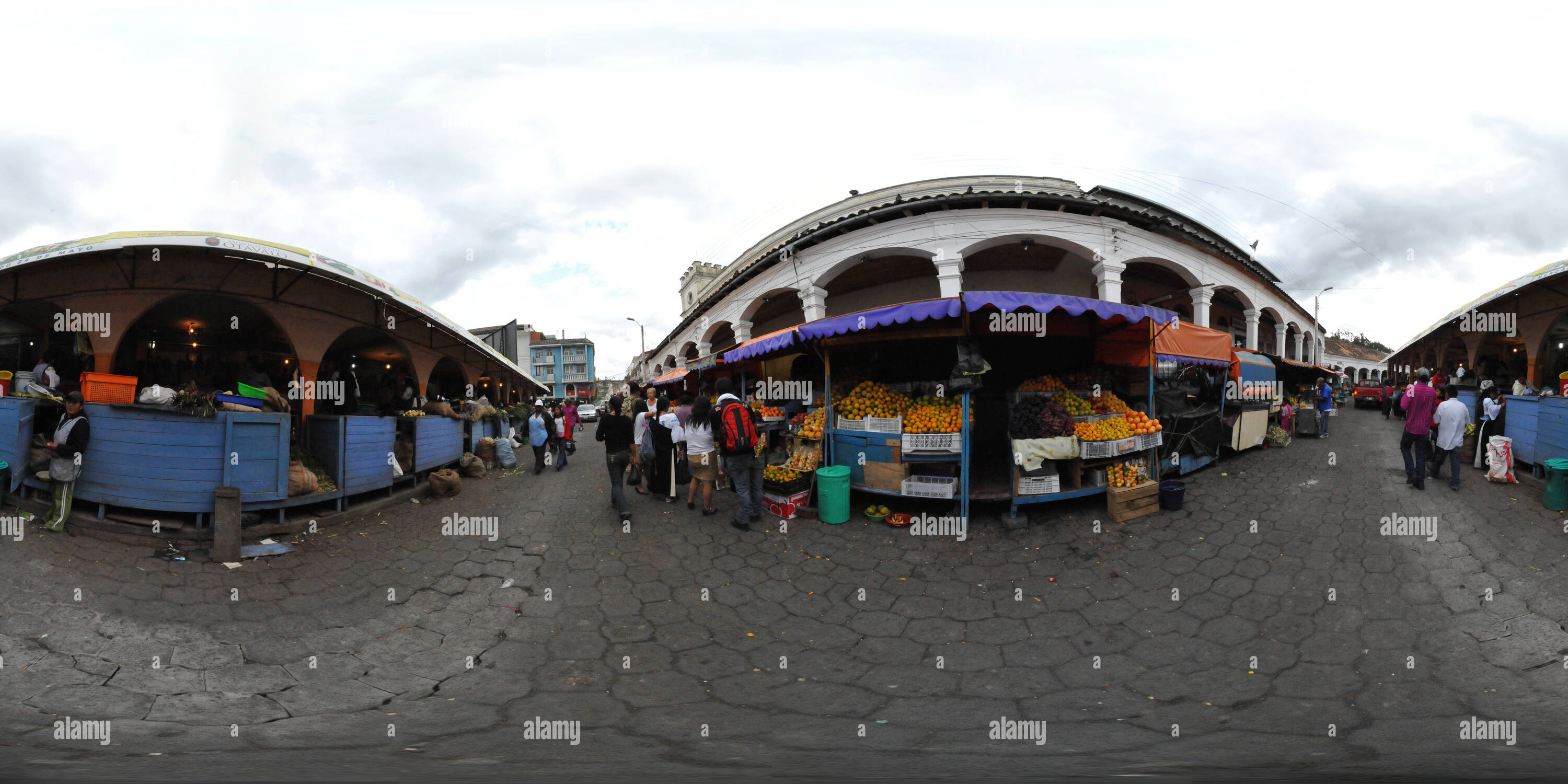 360 degree panoramic view of Otavalo Market, Ecuador