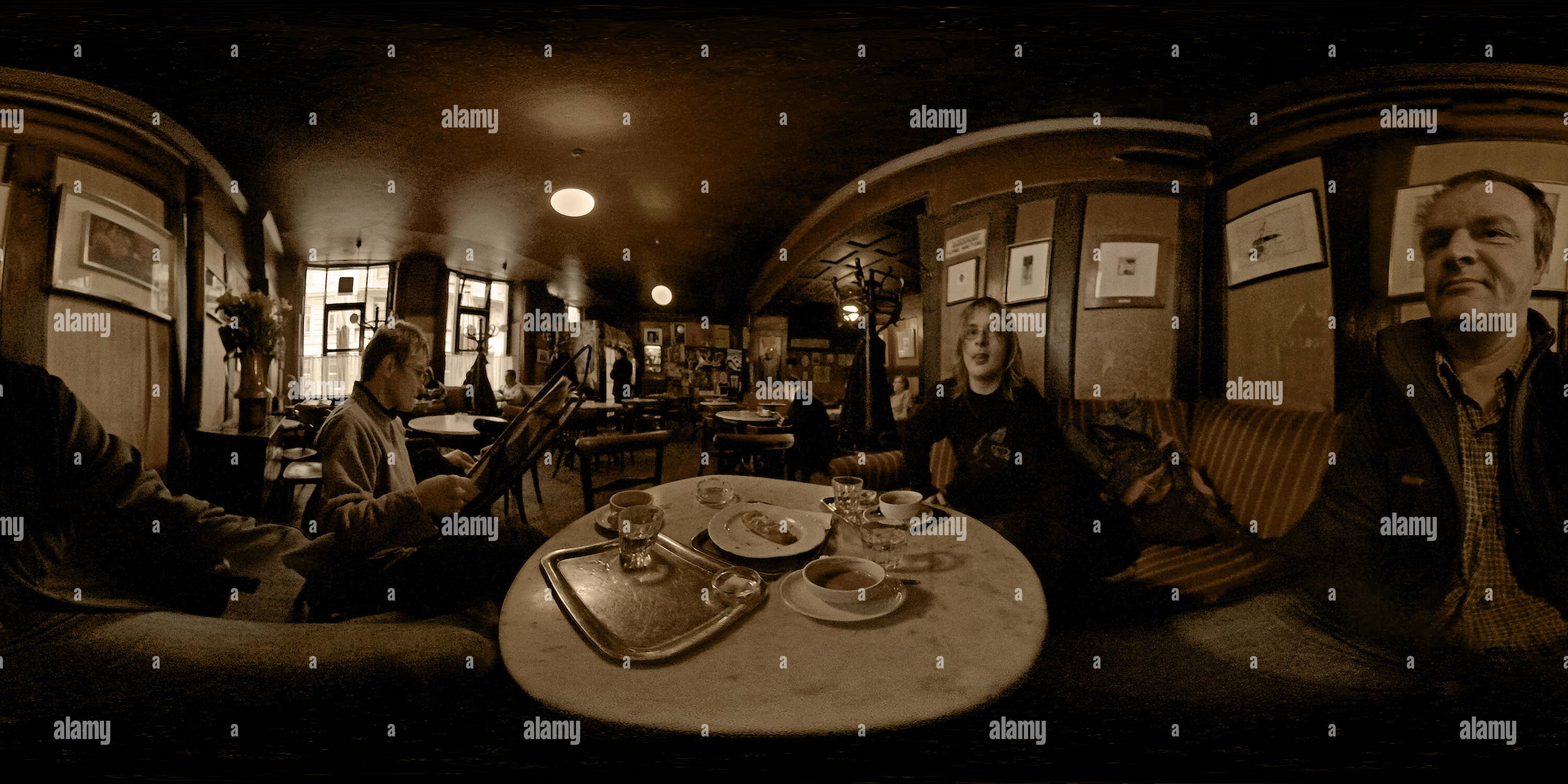 360 degree panoramic view of Cafe Hawelka - Vienna