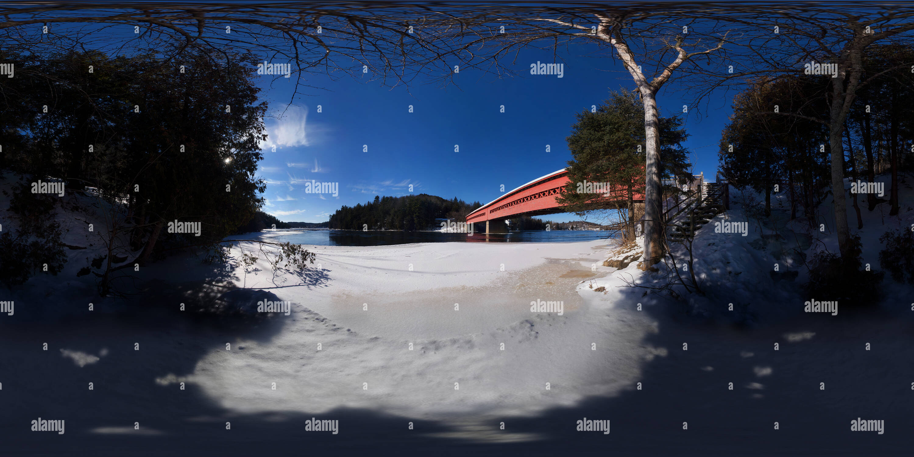360° view of Covered Bridge, Wakefield, Quebec Alamy