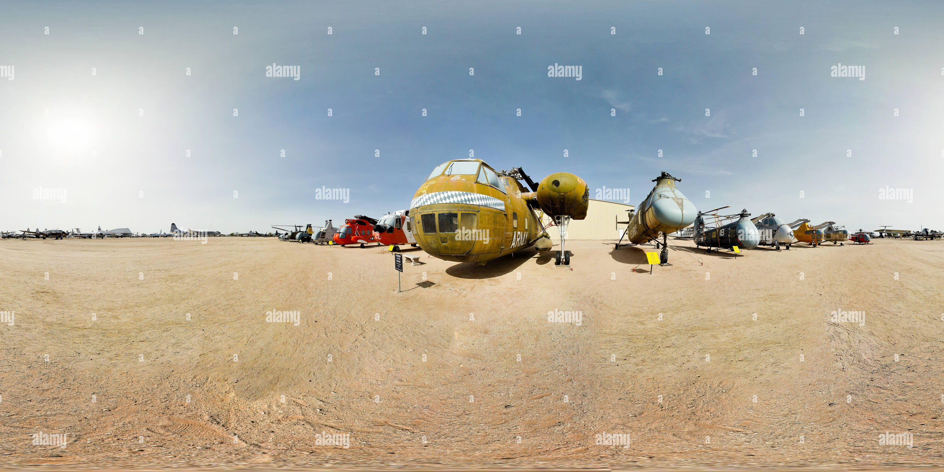 360 degree panoramic view of Helicopter Row, Pima Air and Space Museum, Tucson