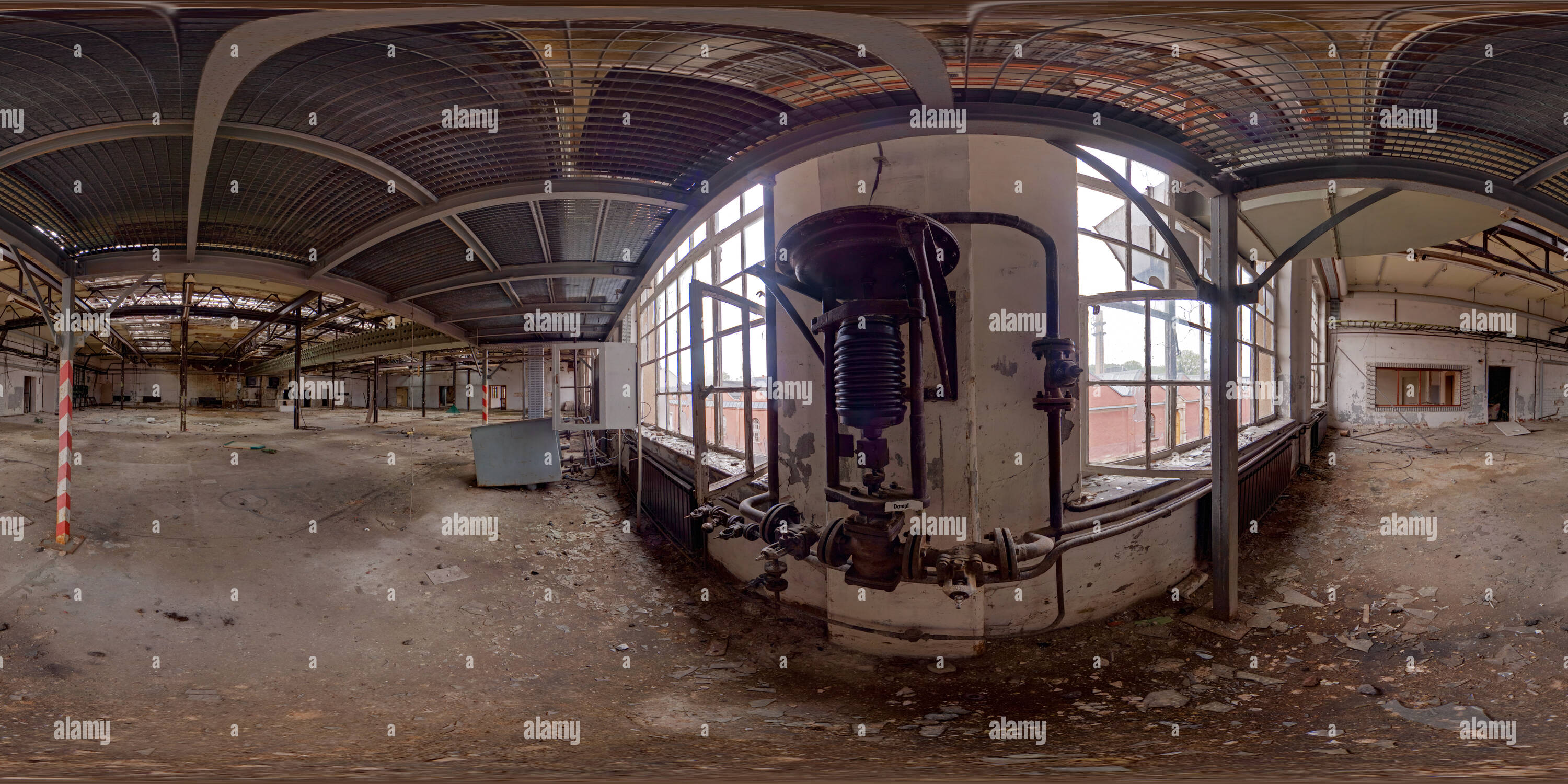 360 degree panoramic view of old industrial ruin in Lichtenstein/ Saxony / Germany