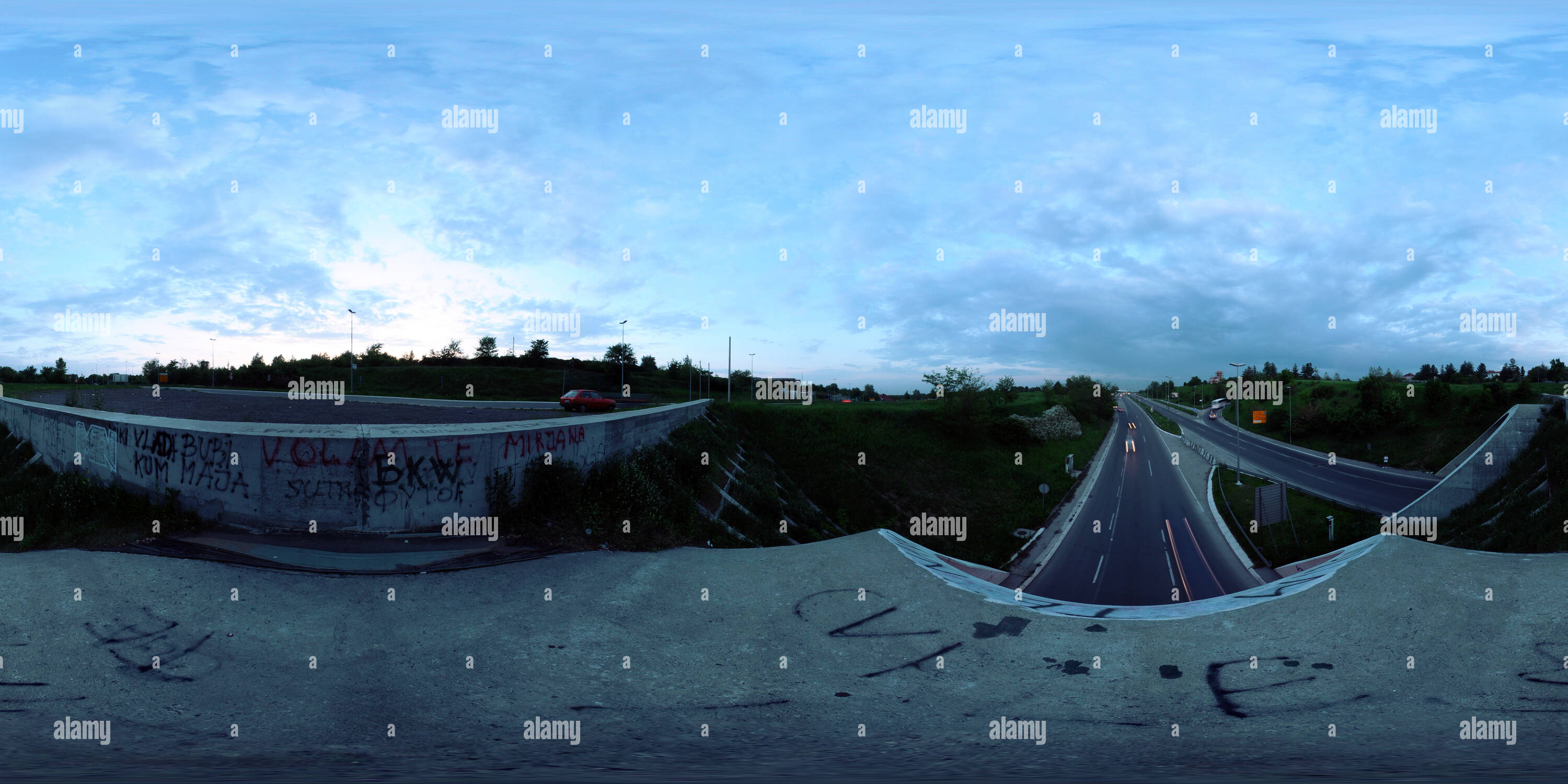 360 degree panoramic view of Novi Sad entering Tunel