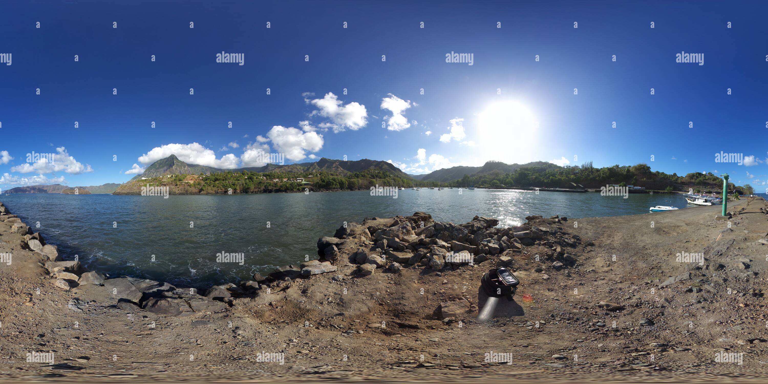 360 degree panoramic view of Taahuku Bay, Hiva Oa, Marquesas