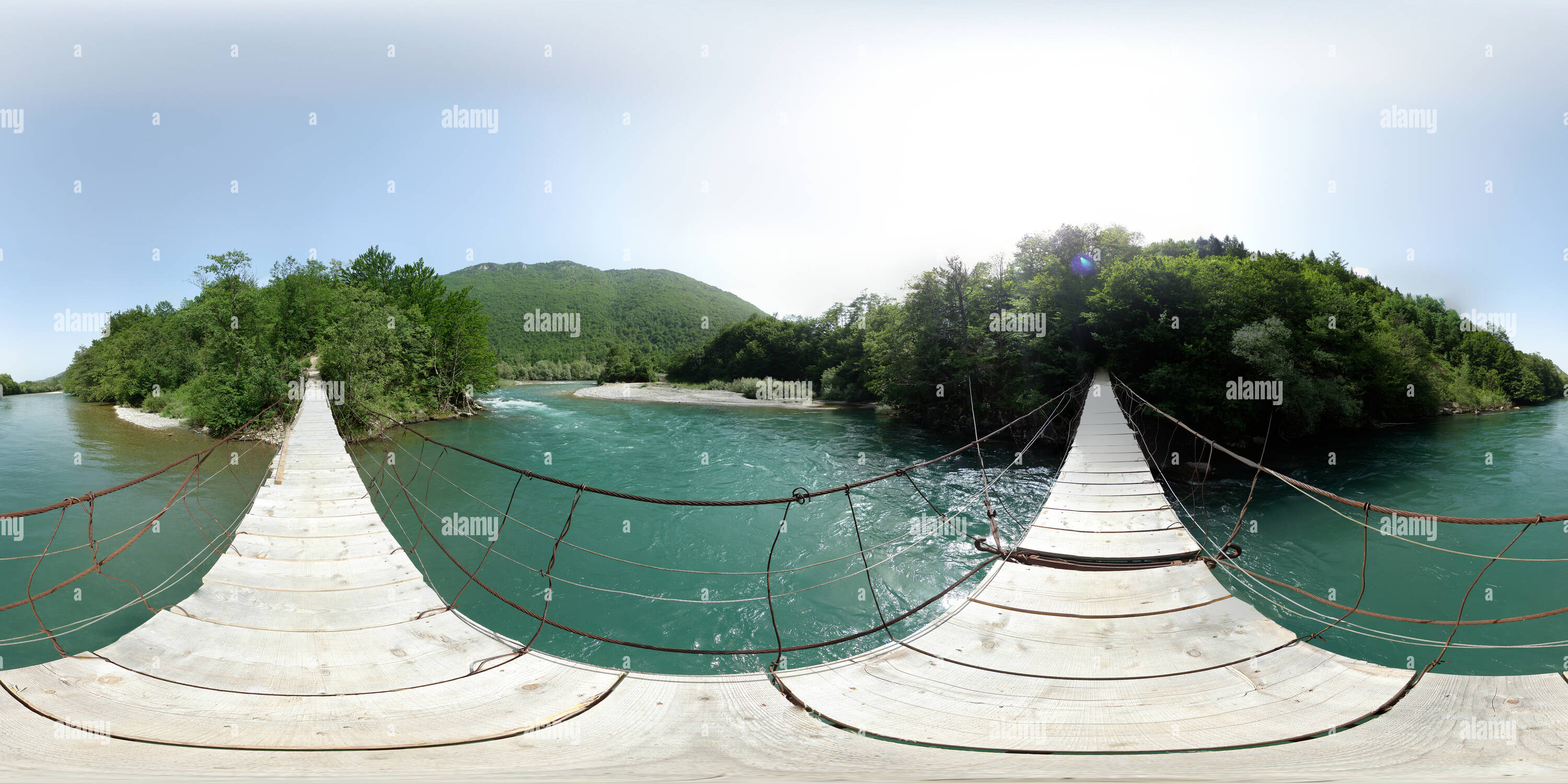 Lim's Bridge 360° view of View on Lukin fir and river Lim from hanging bridge - Alamy