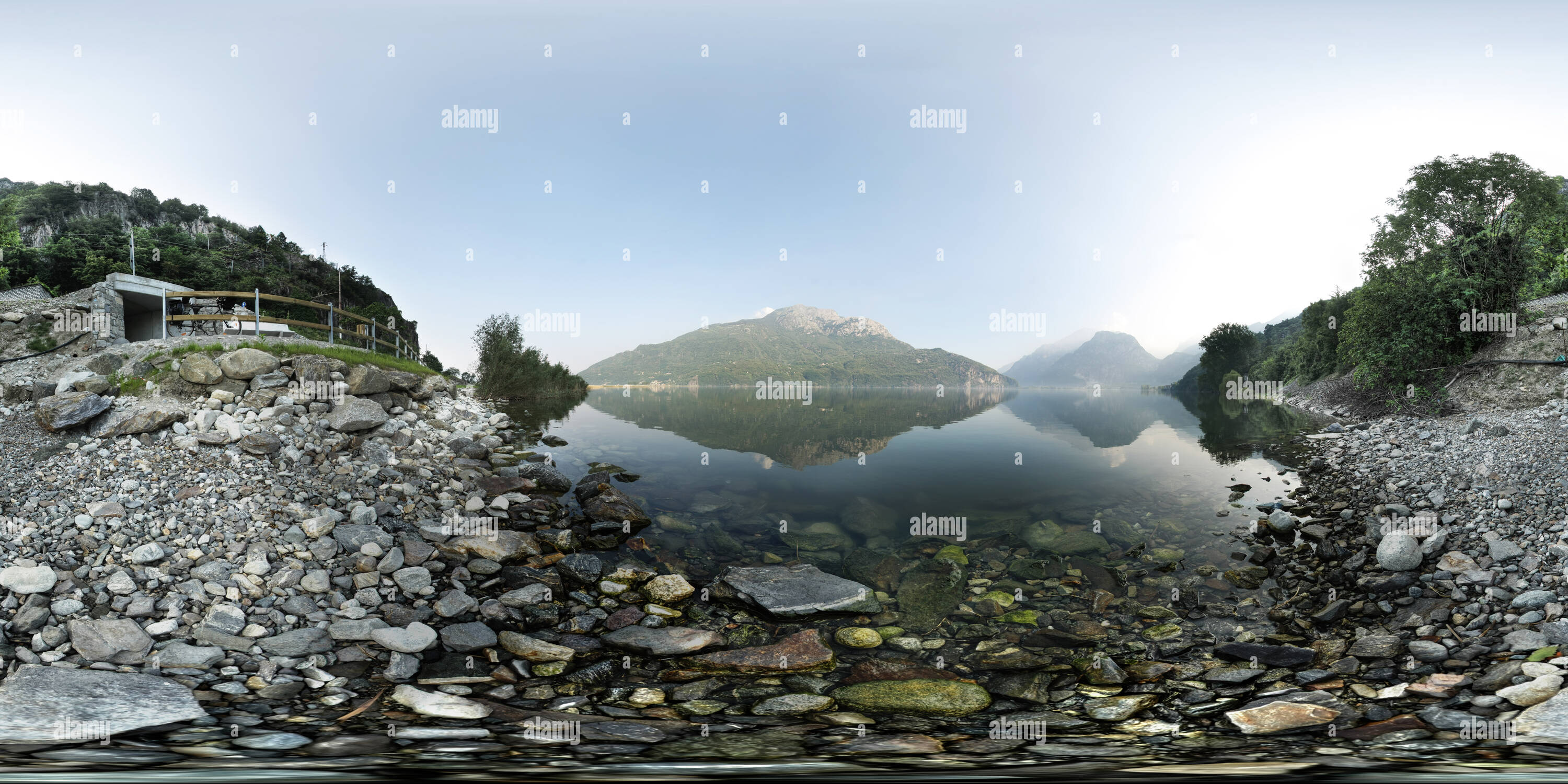 360 degree panoramic view of ciclabile sul lago di Mezzola