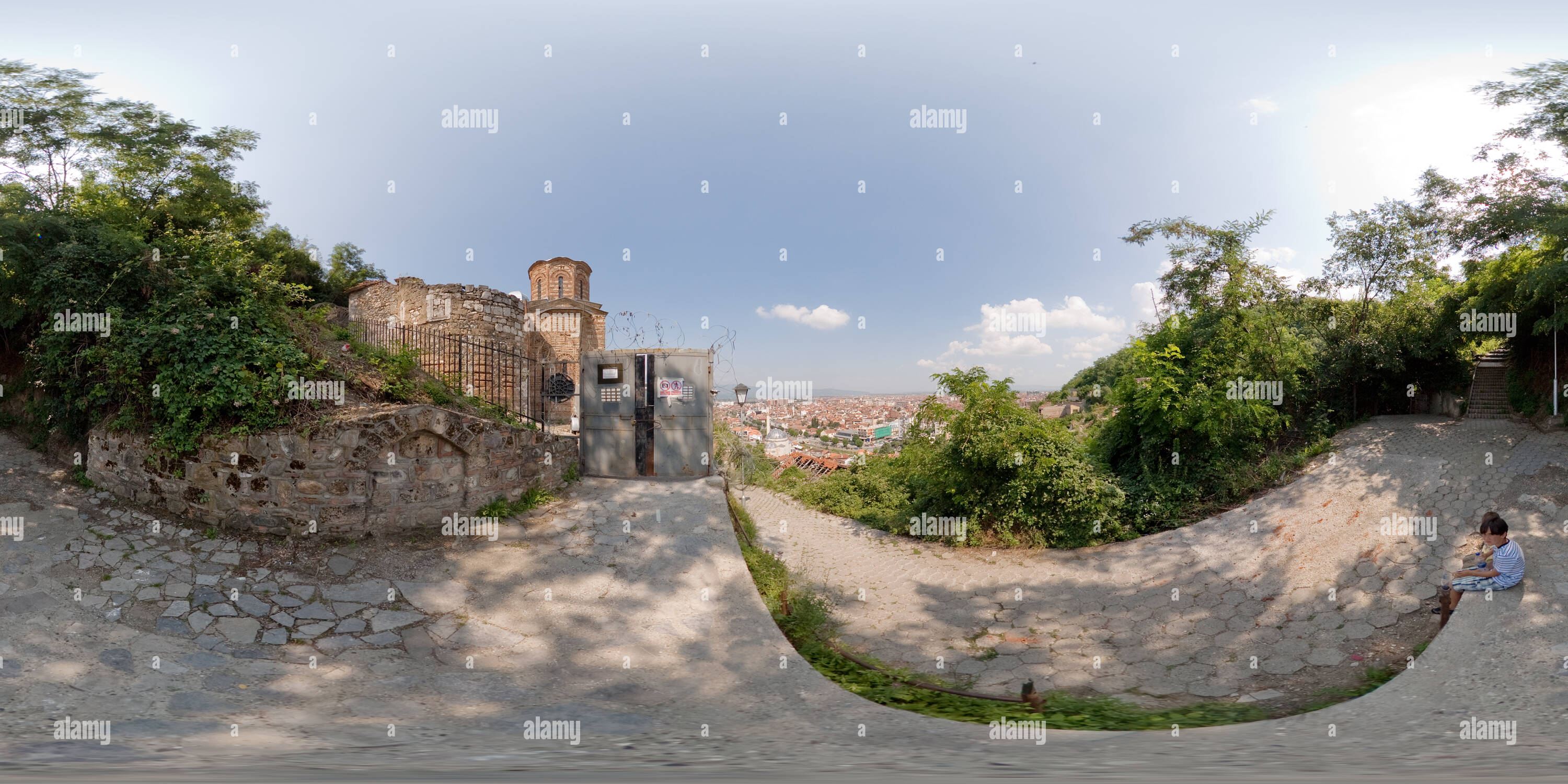 360° view of Prisren, Kosovo / remains of Serbian Orthodox Church of ...