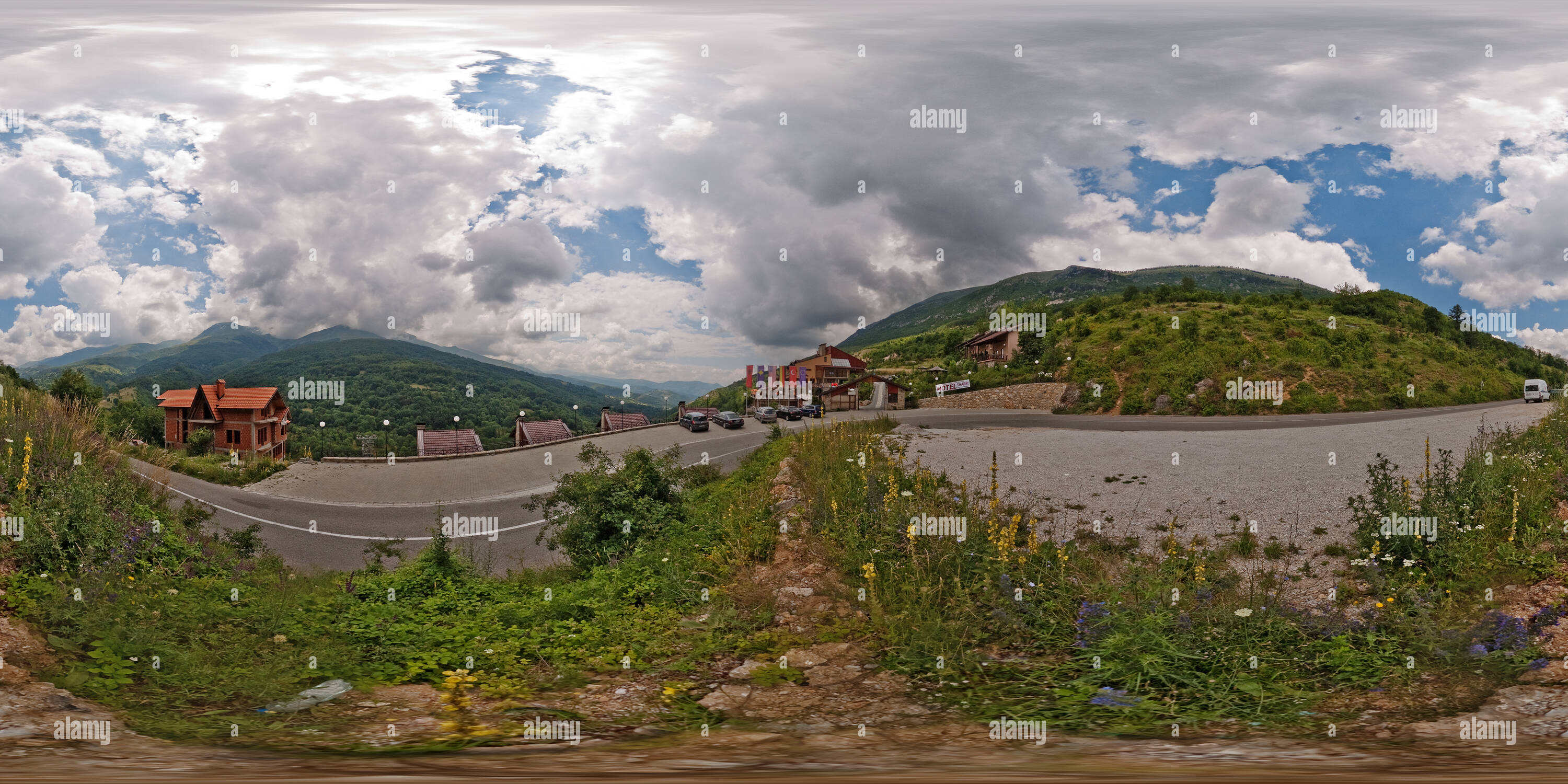 360 degree panoramic view of Gornje Selo, Kosovo