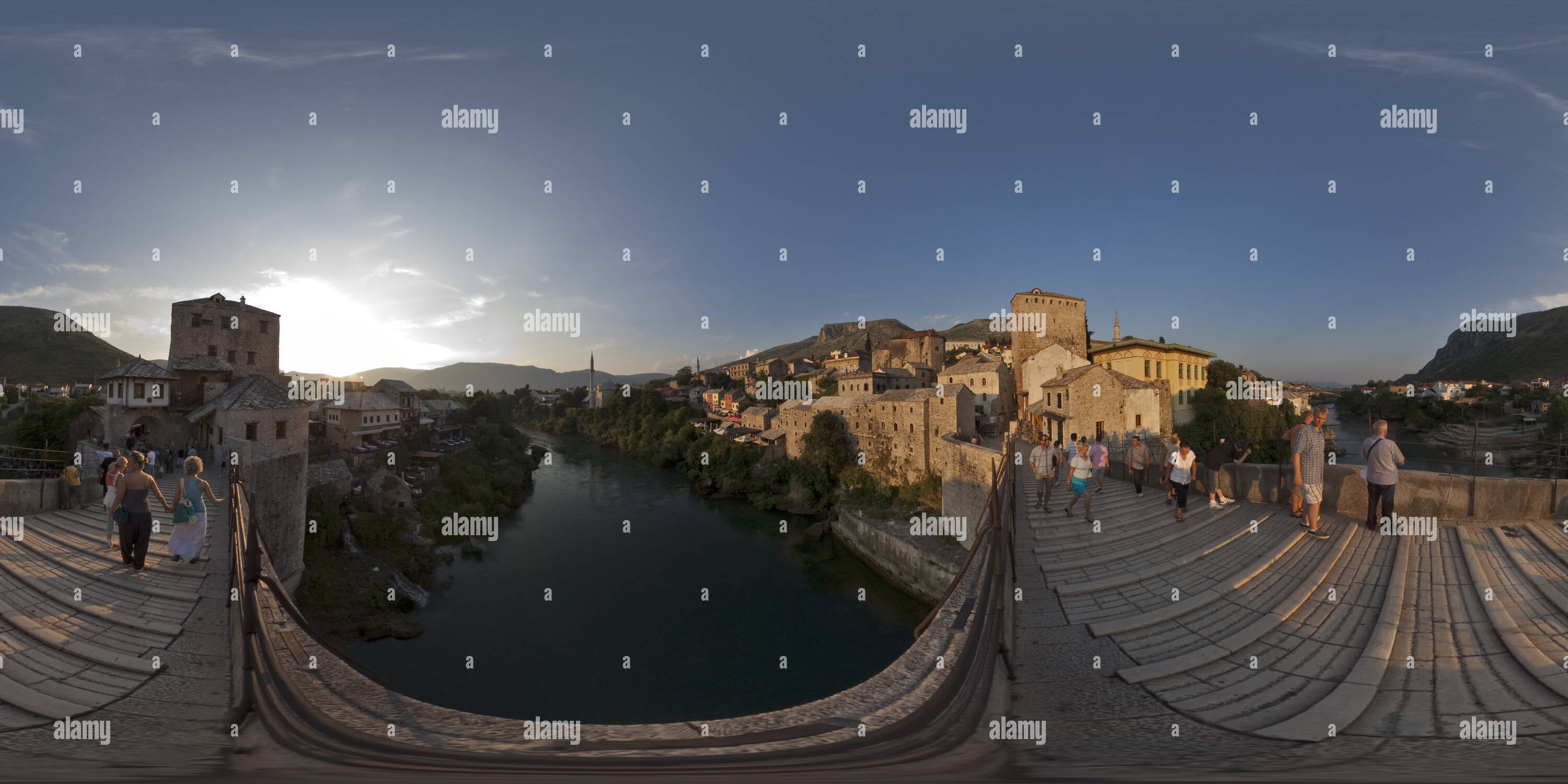 360 degree panoramic view of Evening in Mostar /BiH