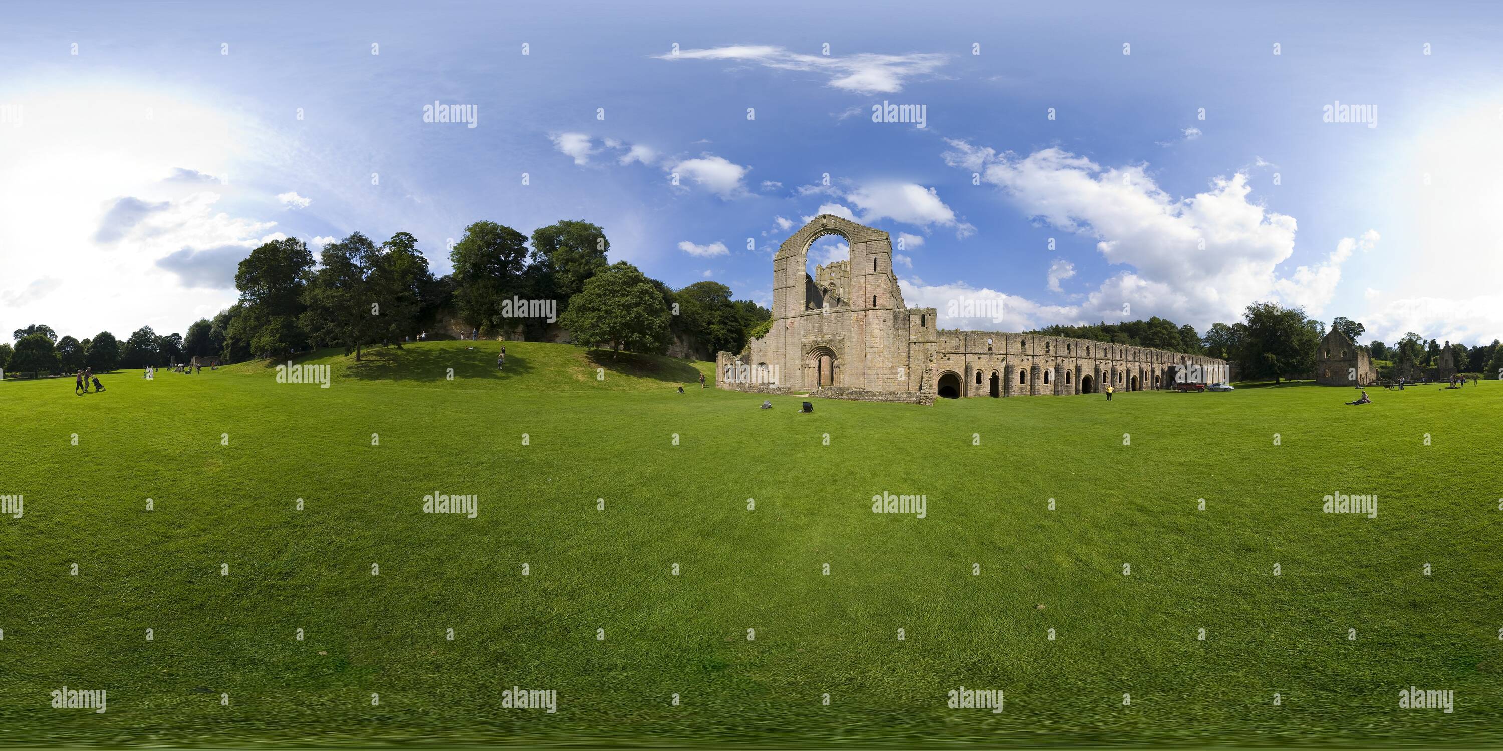 360° view of Fountains Abbey, West View Alamy