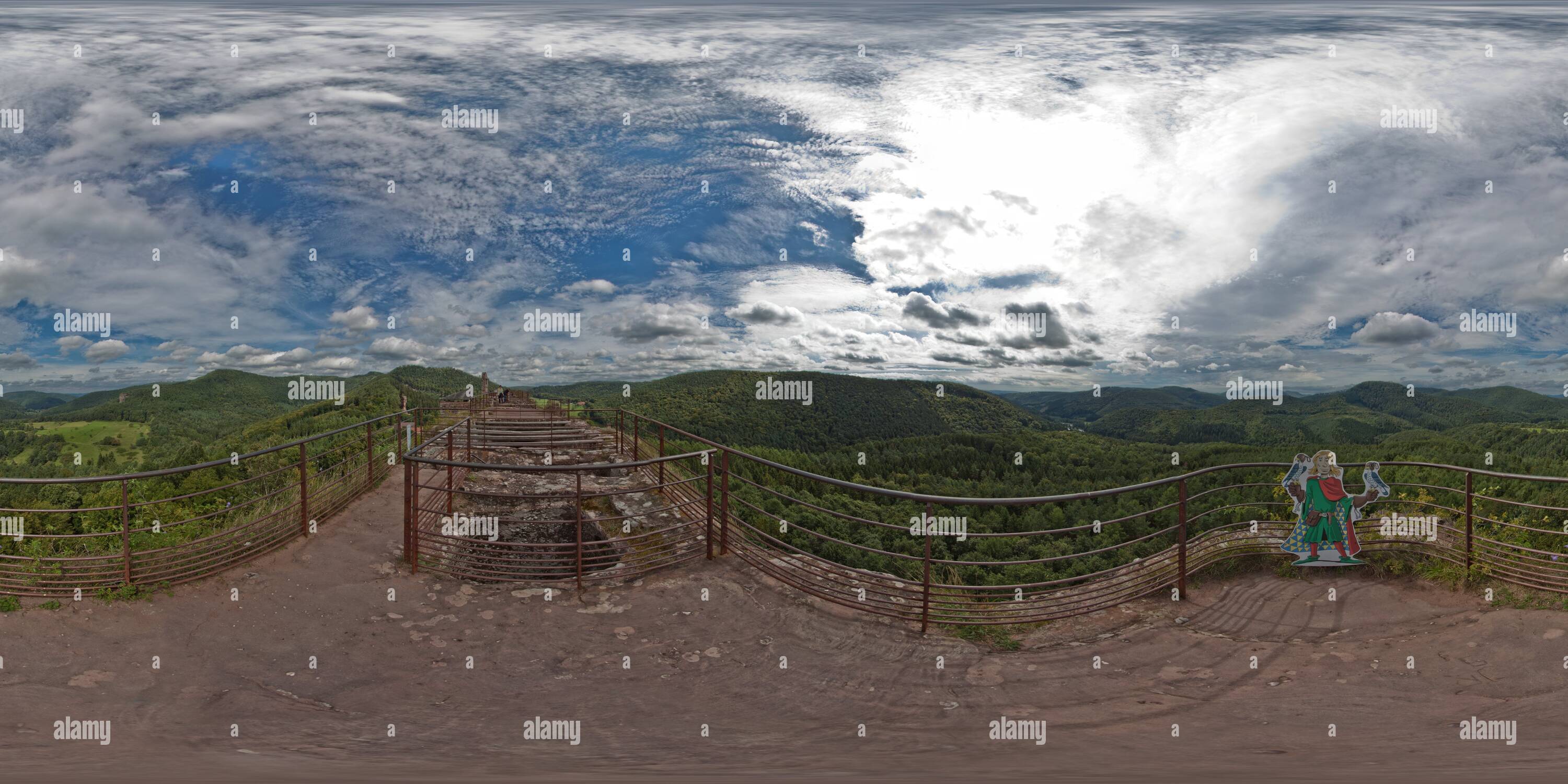 360 degree panoramic view of Rock Castle Fleckenstein, France, Vosges