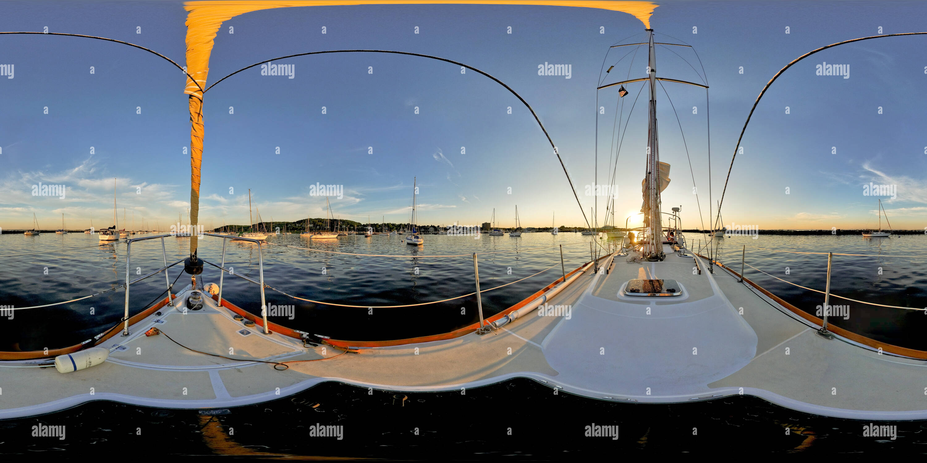 360 degree panoramic view of 'My Time', Atlantic Highlands Harbor, New Jersey