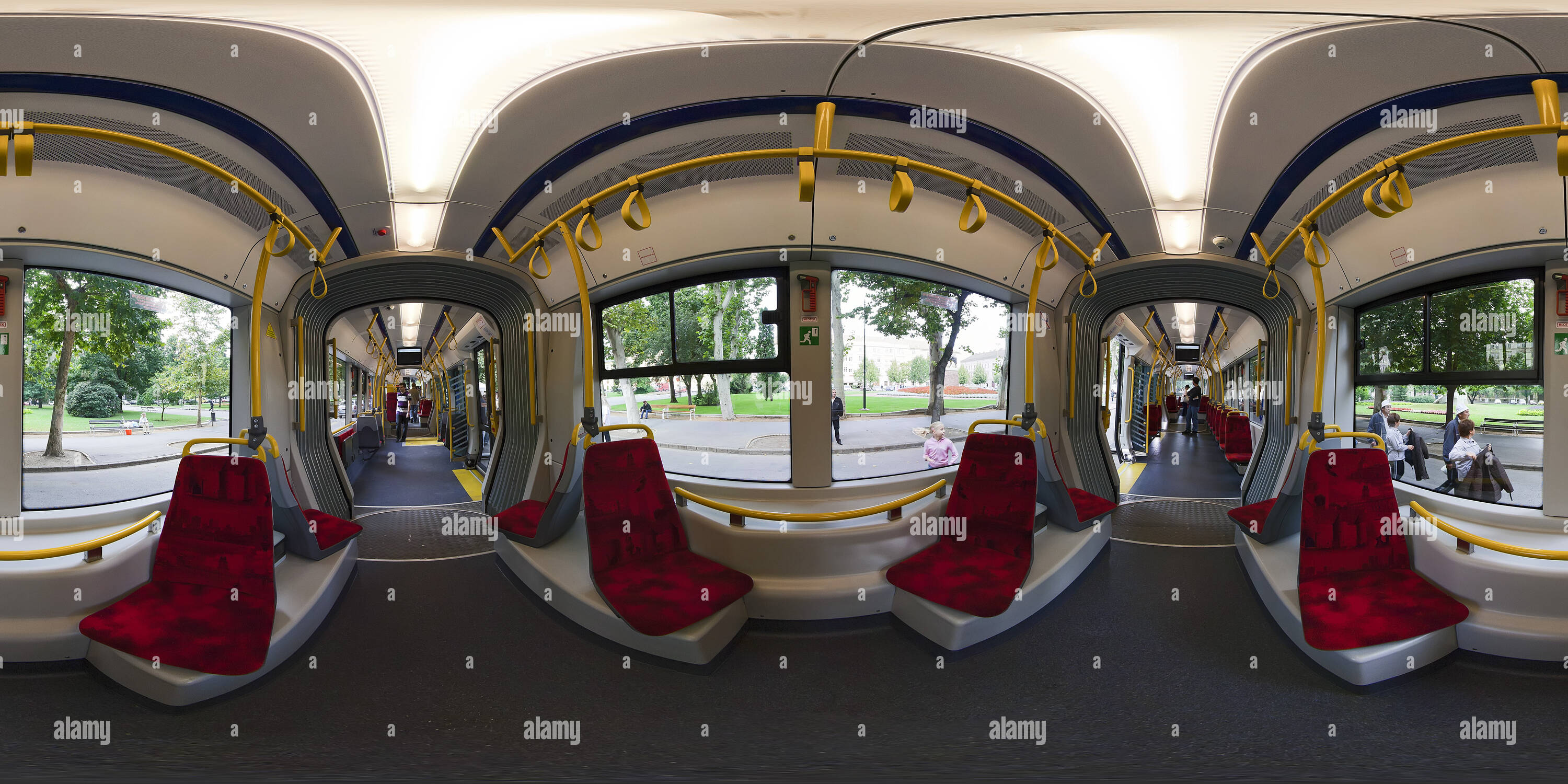 360 degree panoramic view of Szeged new demo PESA tram - inside