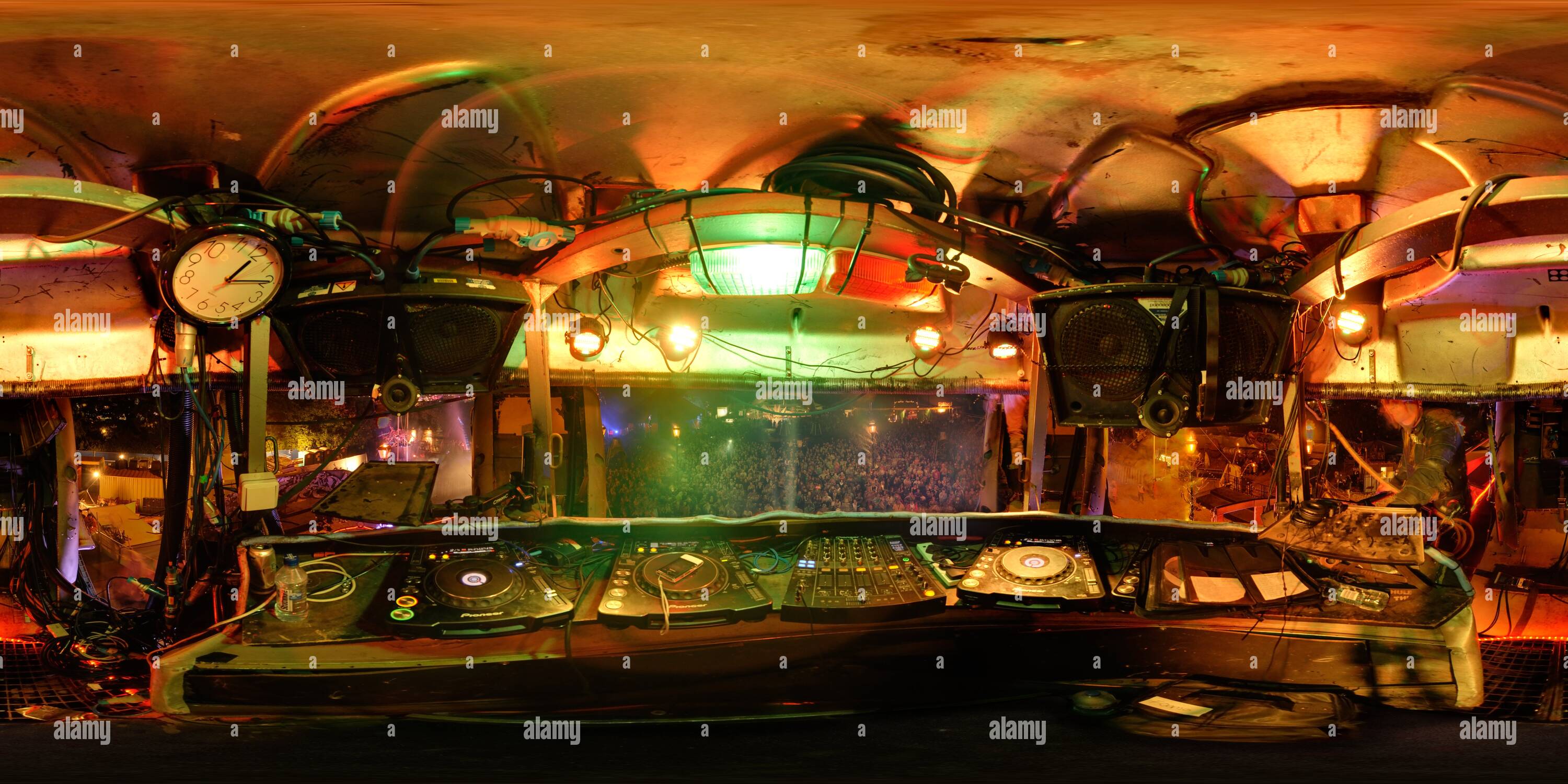 360° view of DJ booth in the Arcadia Spectacular stage at Glastonbury