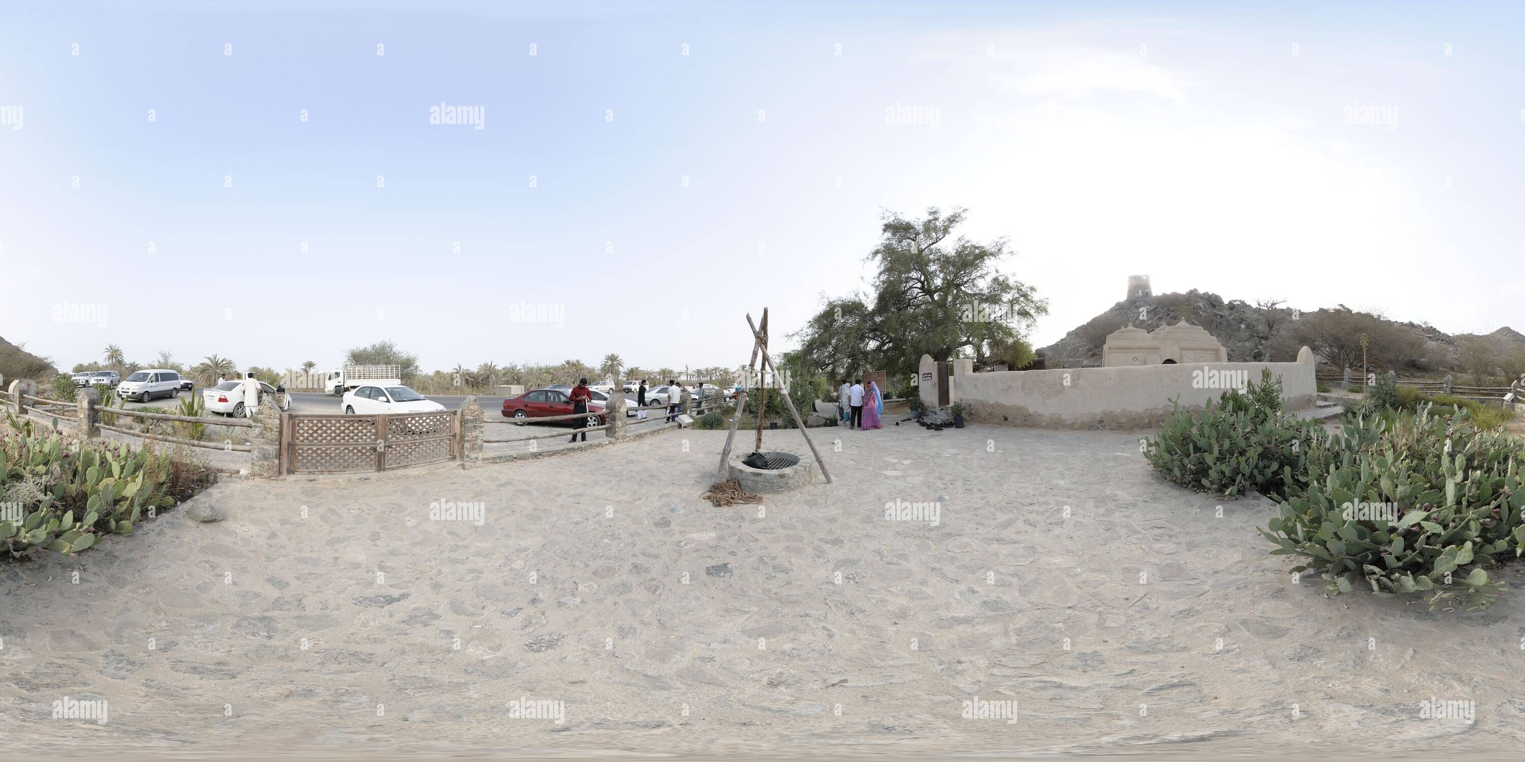 360 degree panoramic view of Al Bidyah Mosque, Fujeirah, UAE