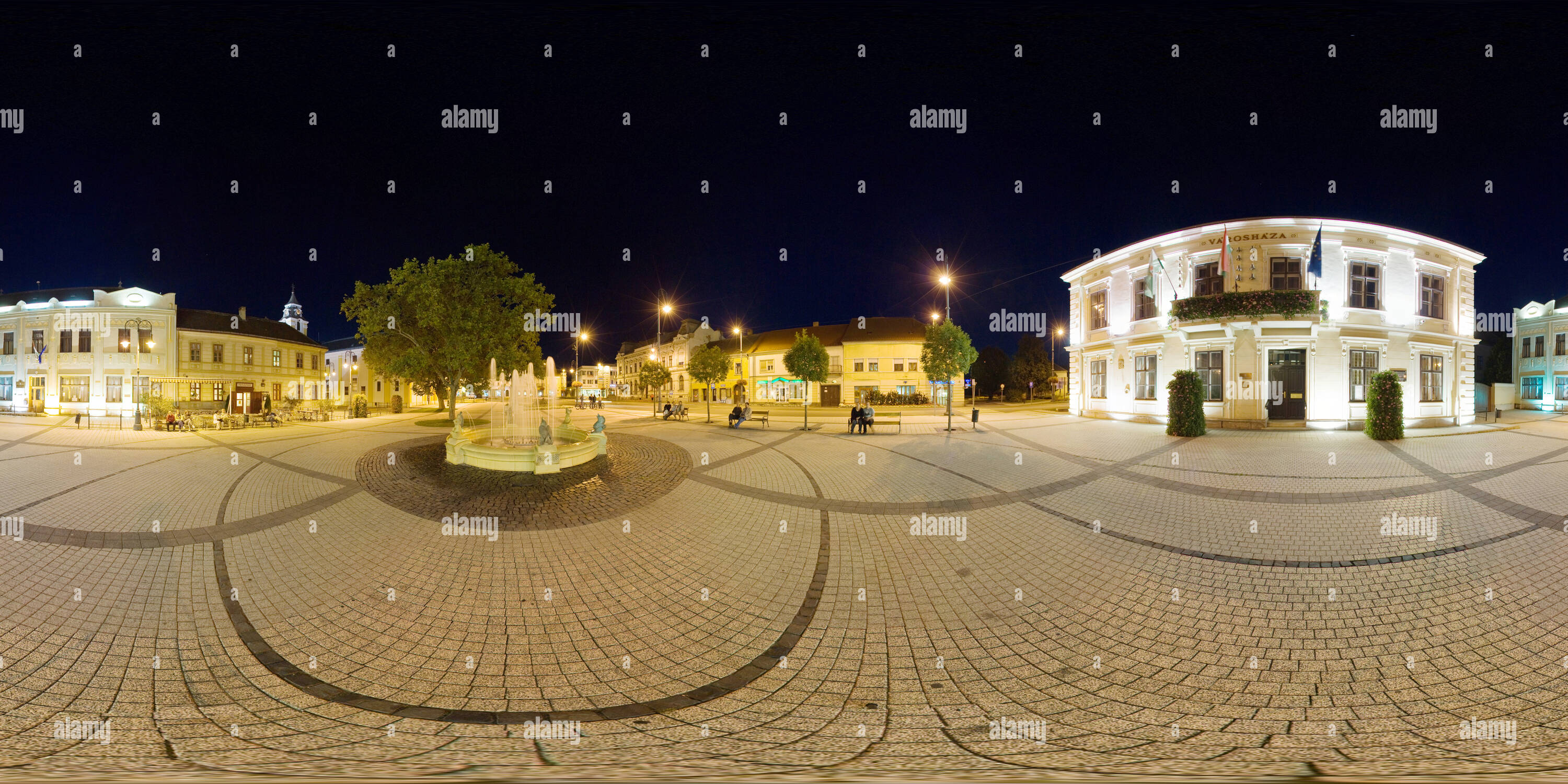 360 degree panoramic view of Sarvar Square At Night