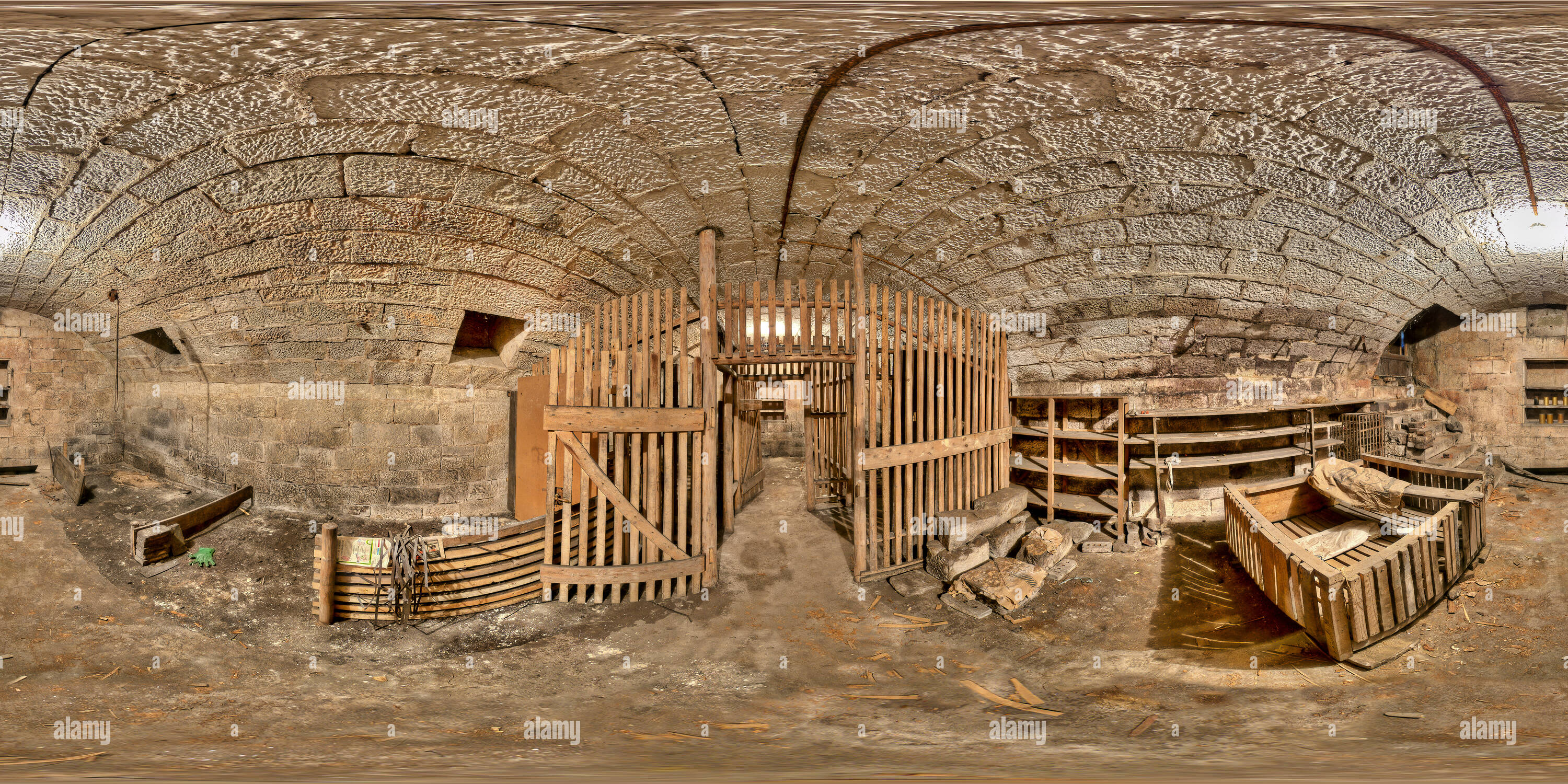 360° view of Vaulted cellar of a former restaurant Alamy