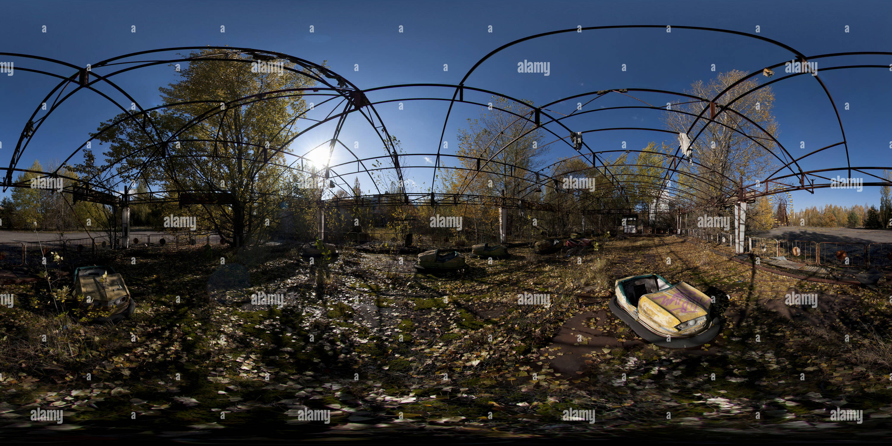 360 degree panoramic view of Pripyat. Bumper cars