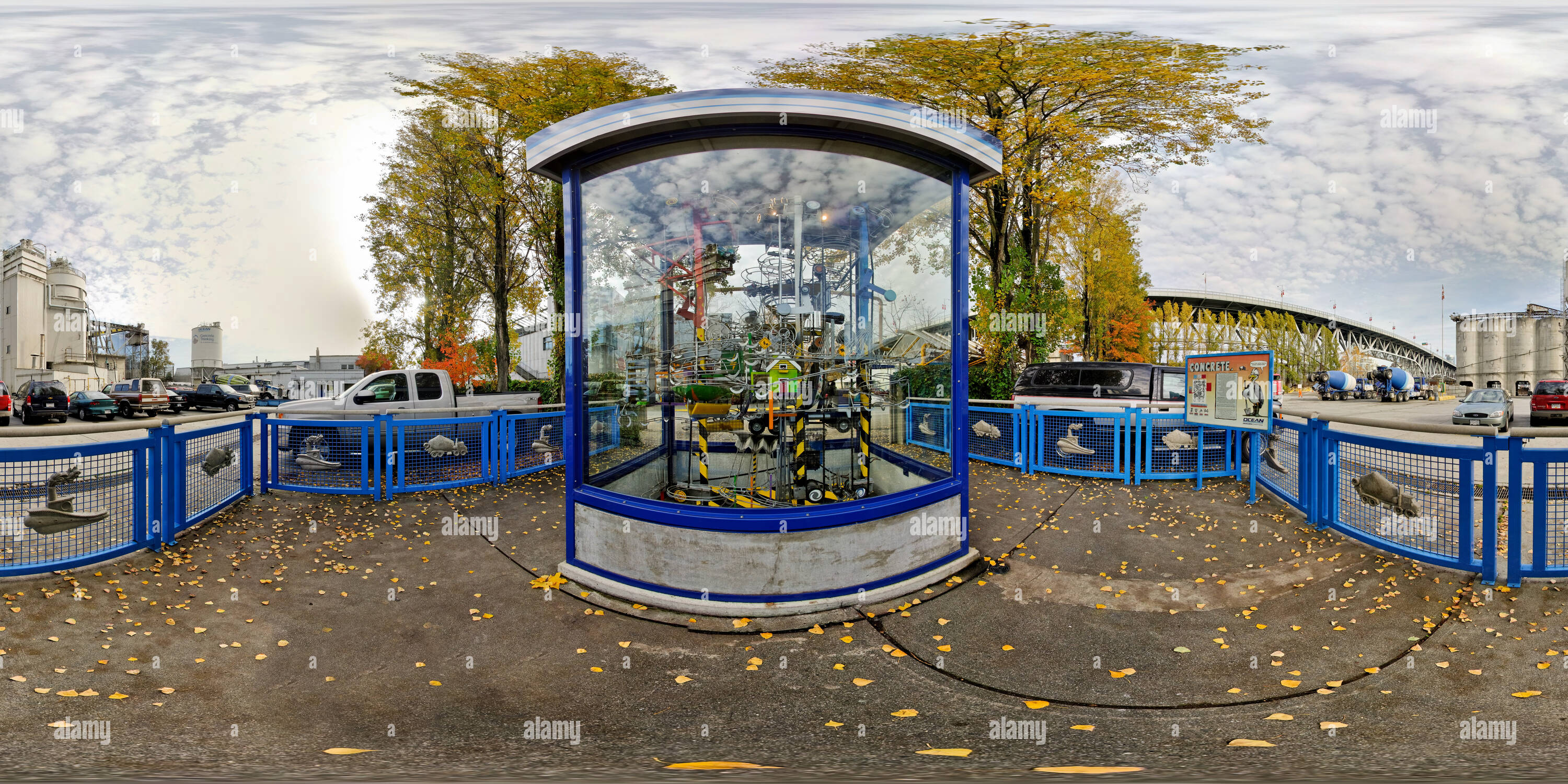 360 degree panoramic view of Kinetic Sculpture, Granville Island, Vancouver
