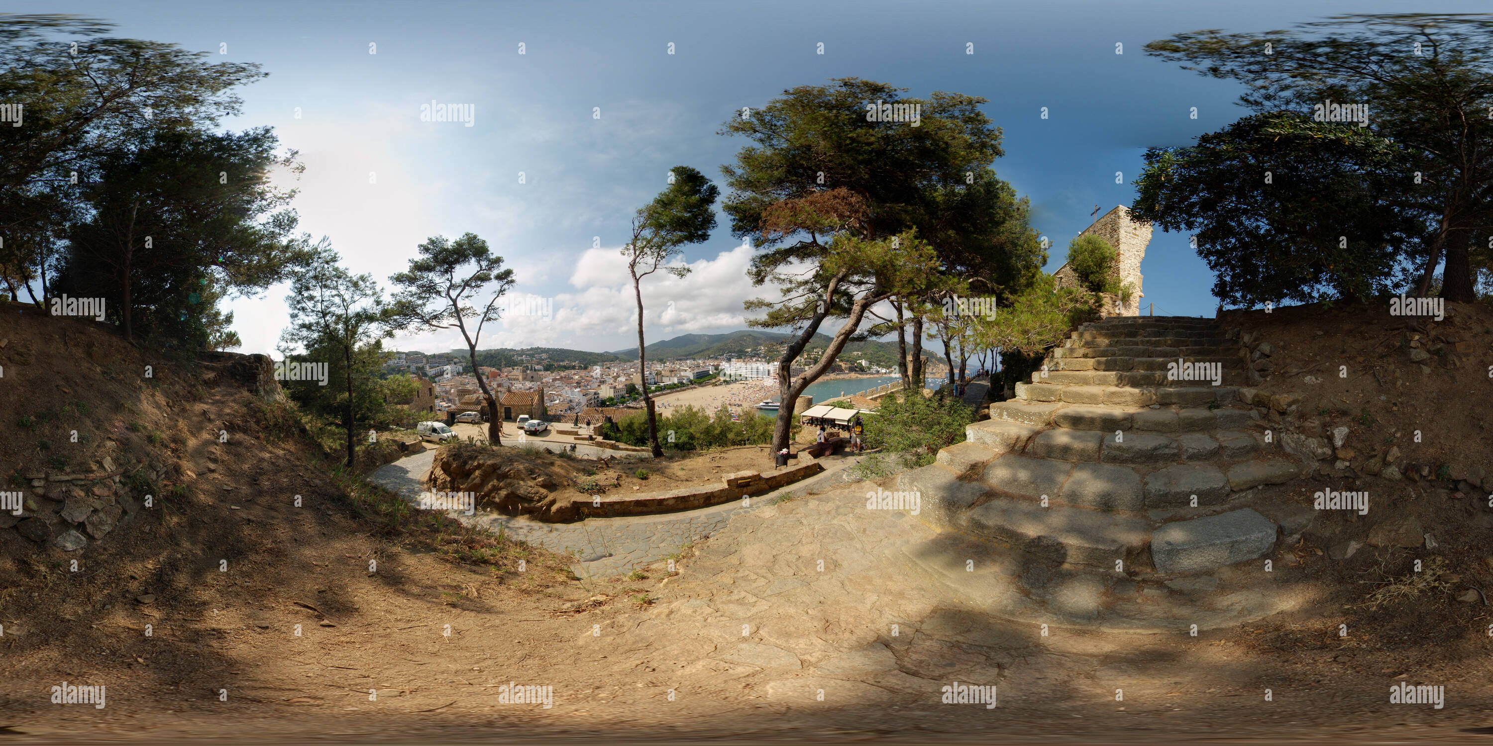 360 degree panoramic view of Walking to the lighthouse in Tossa de Mar