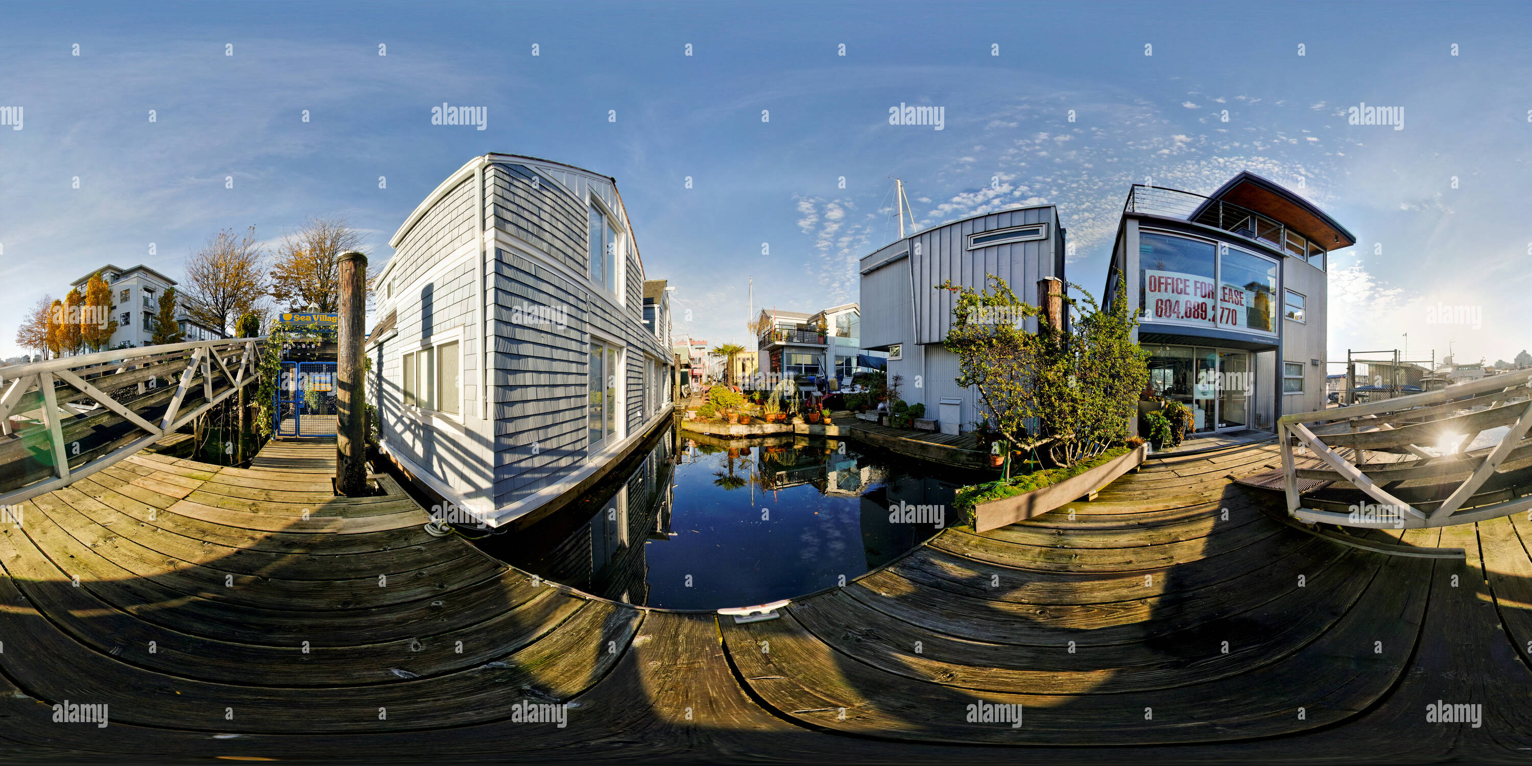 360° view of The Sea Village, Granville Island, Vancouver Alamy